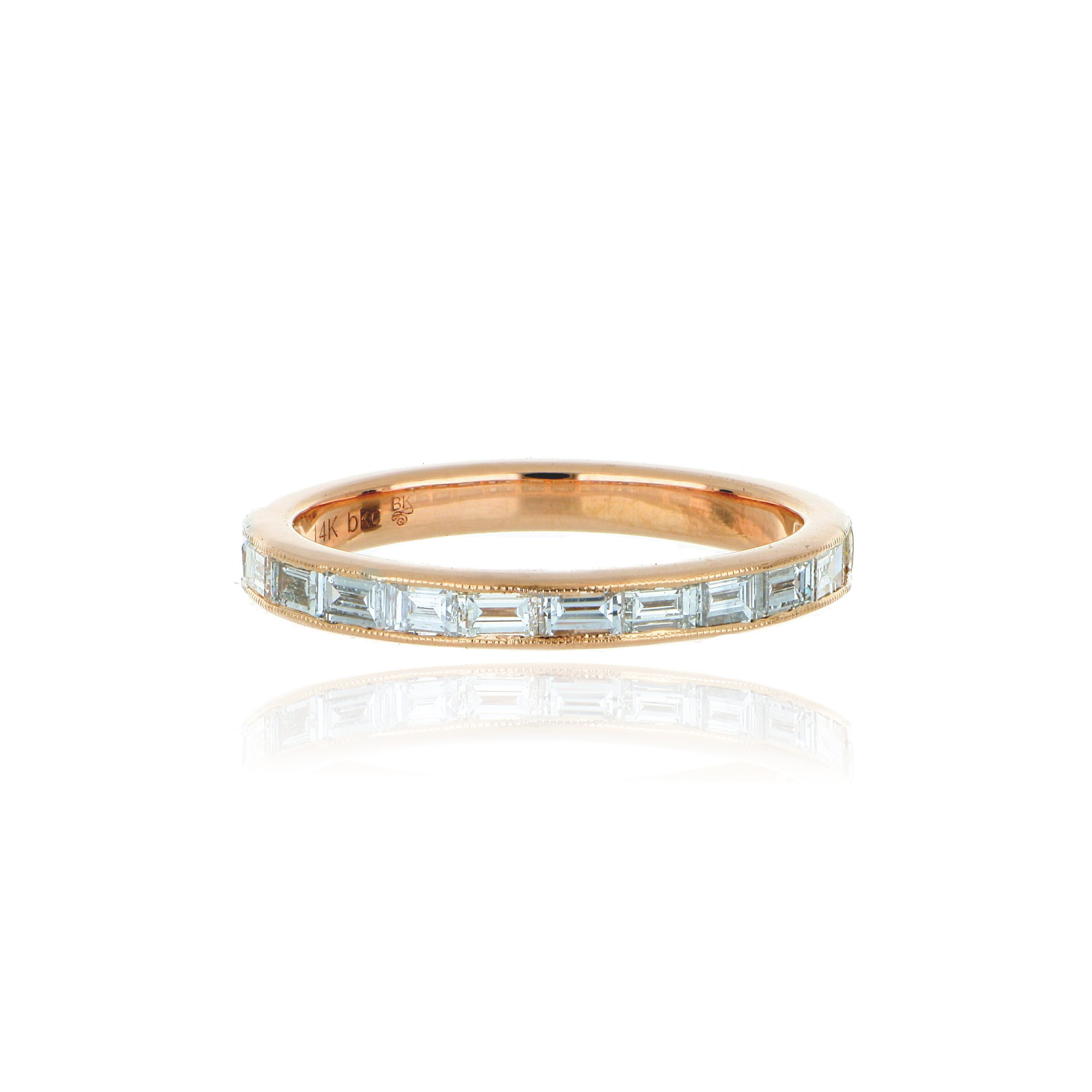 14k Rose Gold Diamond Wedding Band - Charles Koll Jewelers