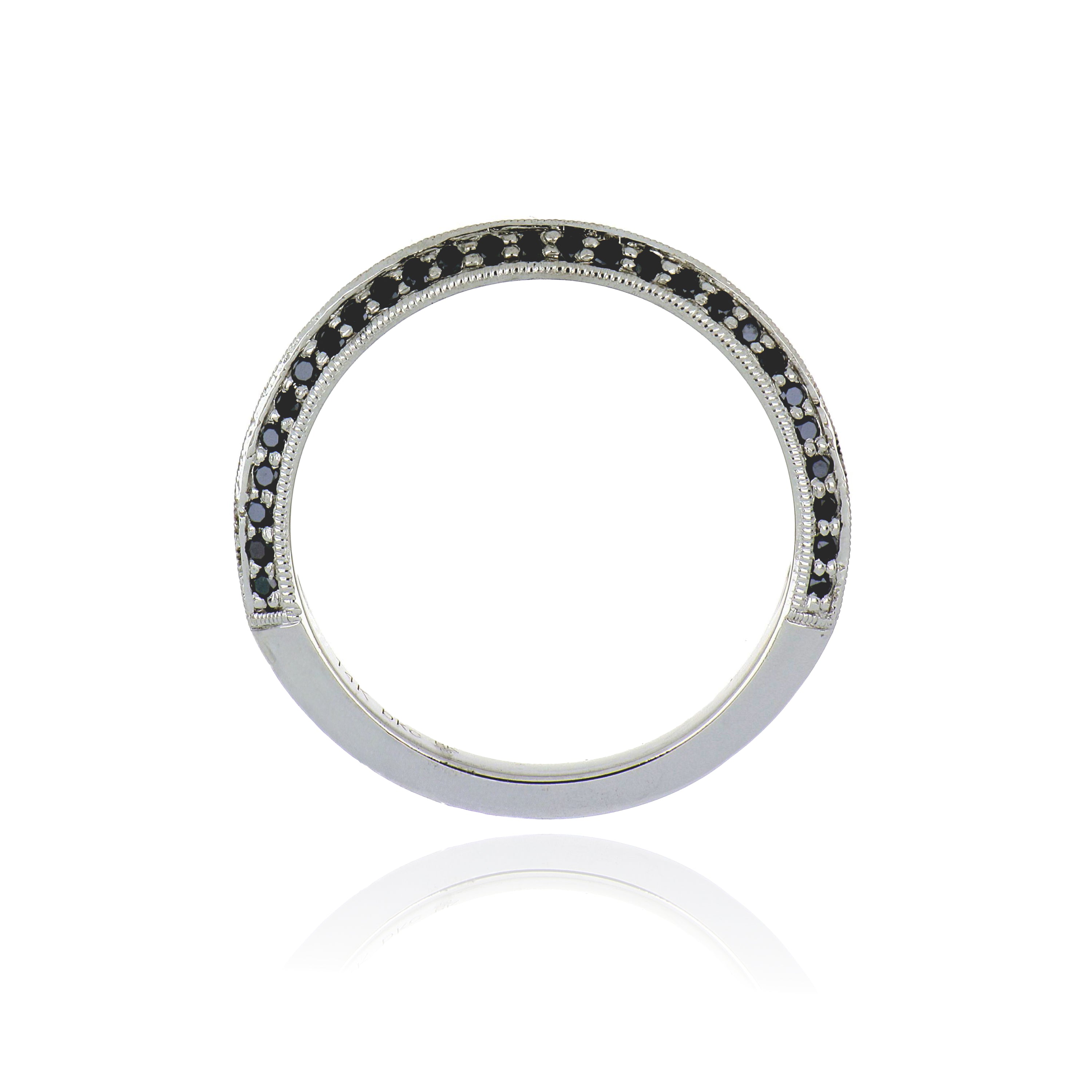14k White Gold Black and Colorless Diamond Wedding Band - Charles Koll Jewelers