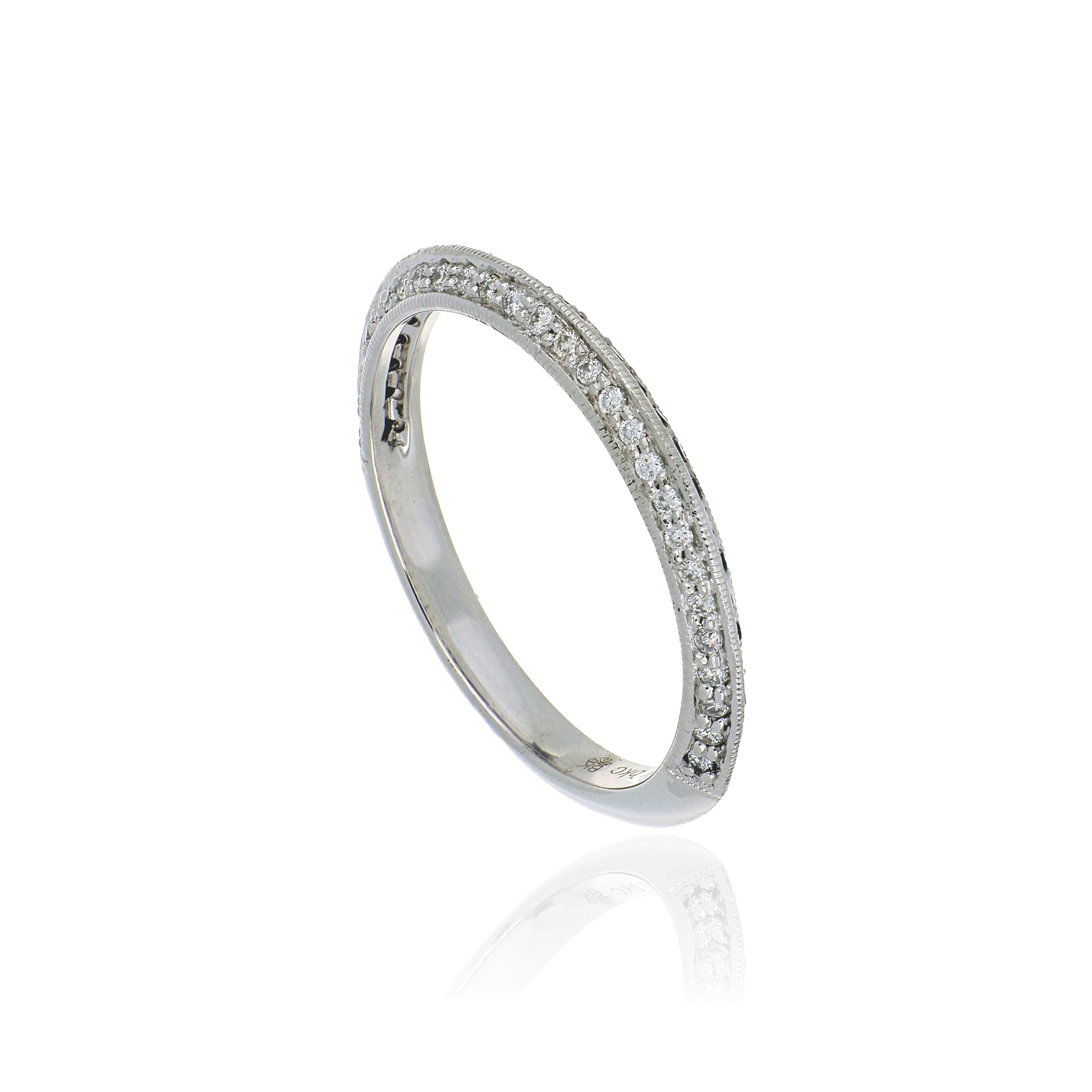 14k White Gold Black and Colorless Diamond Wedding Band - Charles Koll Jewelers