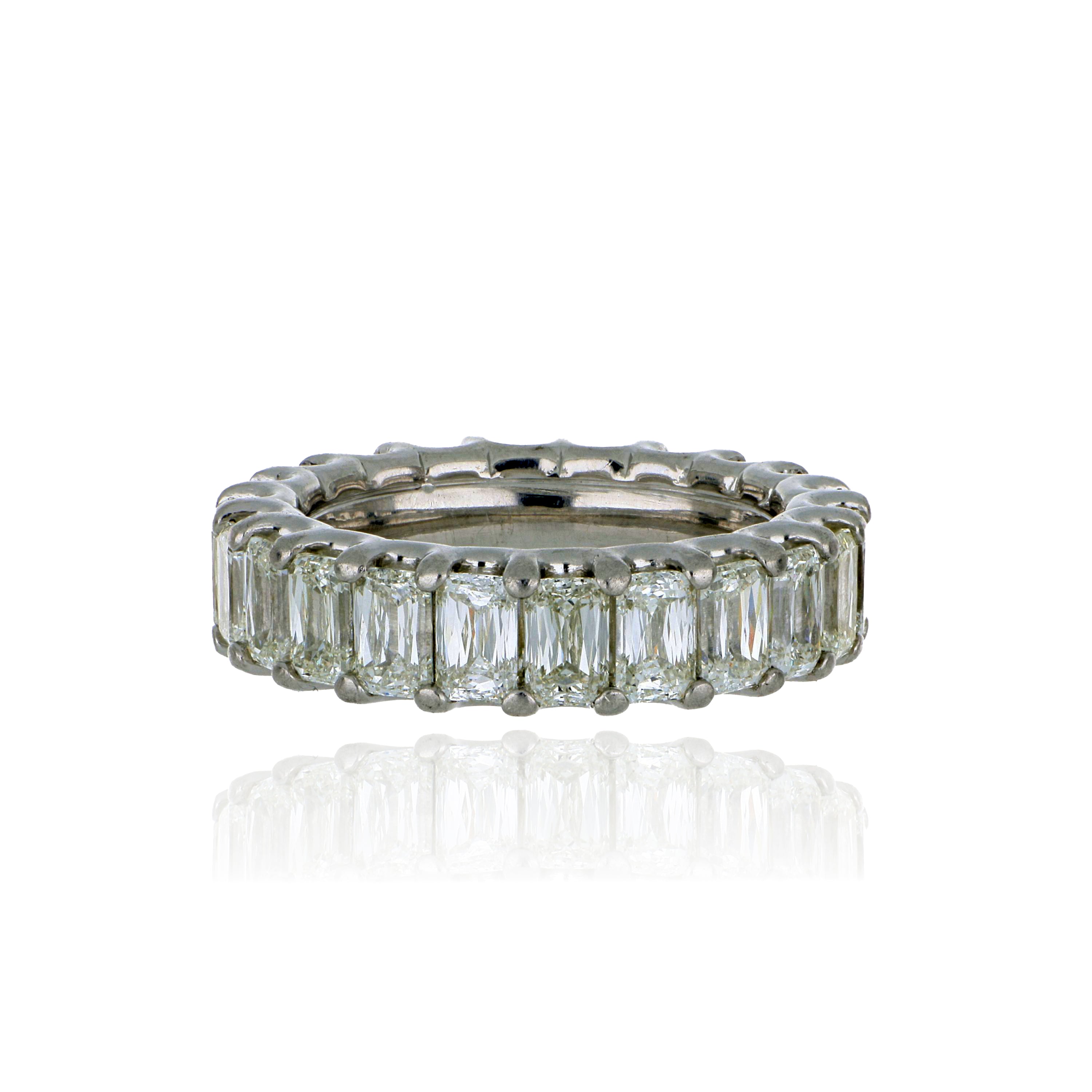 Platinum Emerald Shaped Diamond Eternity Wedding Band