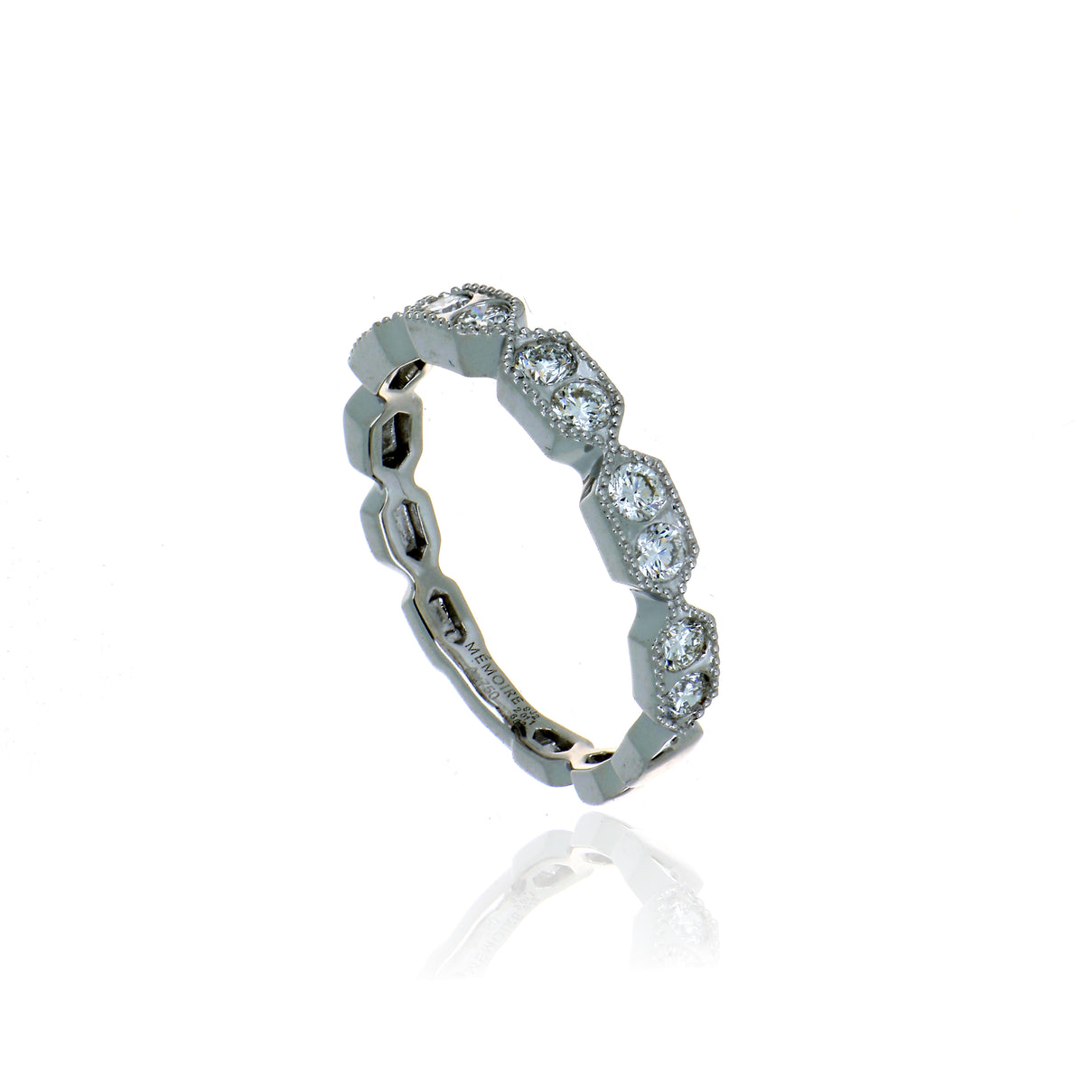 18k White Gold Diamond Vintage Stack Band