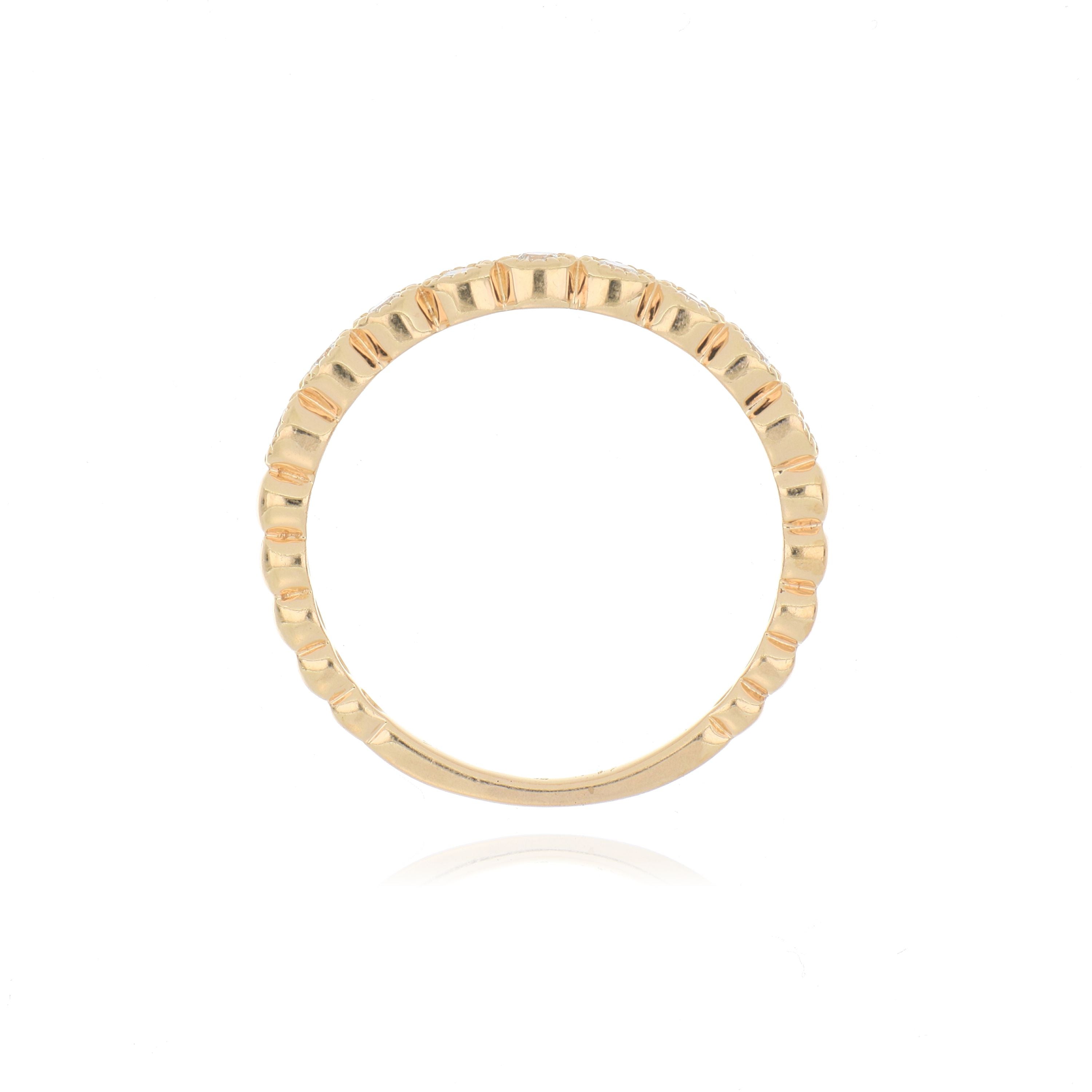 18k Rose Gold Bezel Diamond Wedding Band