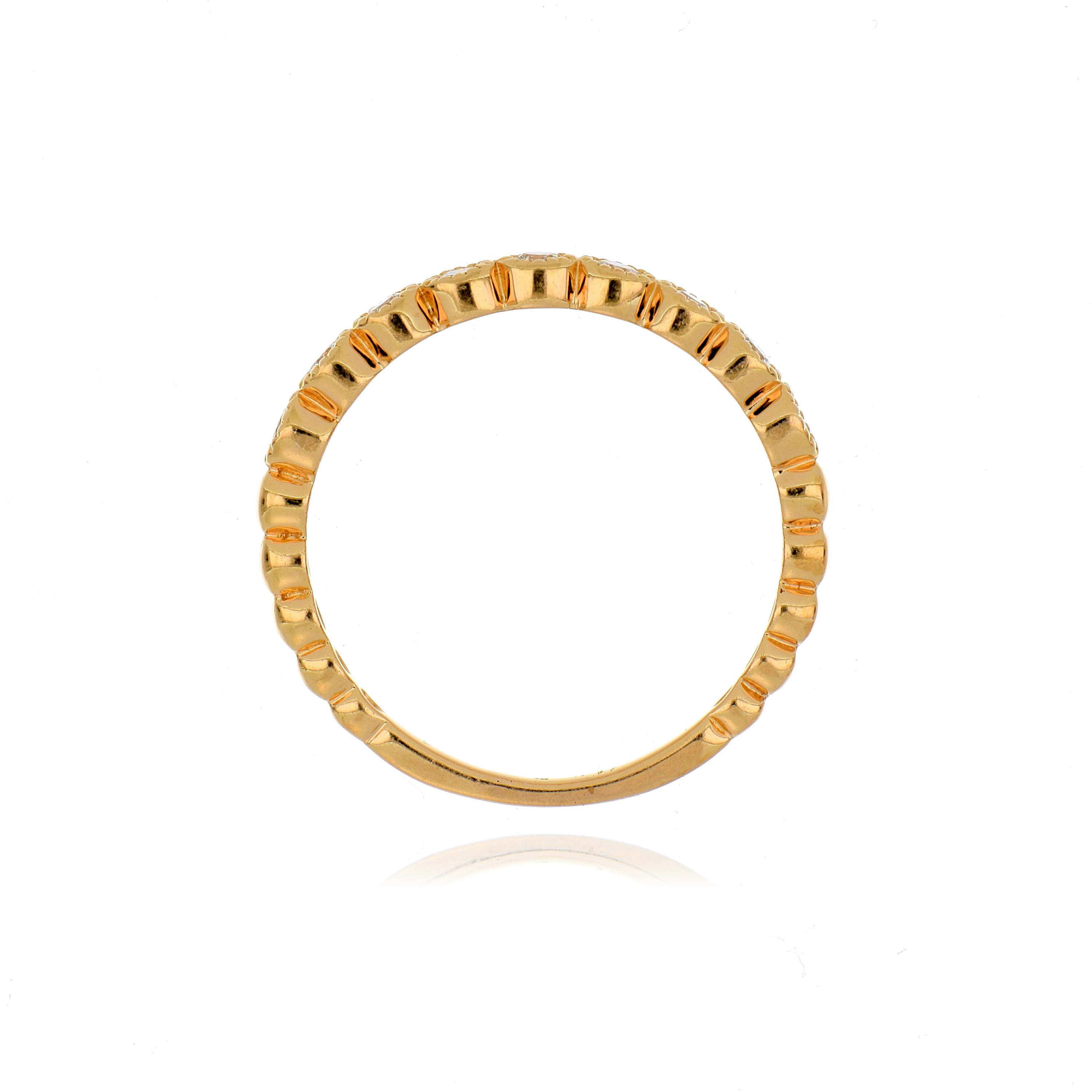 18k Rose Gold Bezel Diamond Wedding Band - Charles Koll Jewelers
