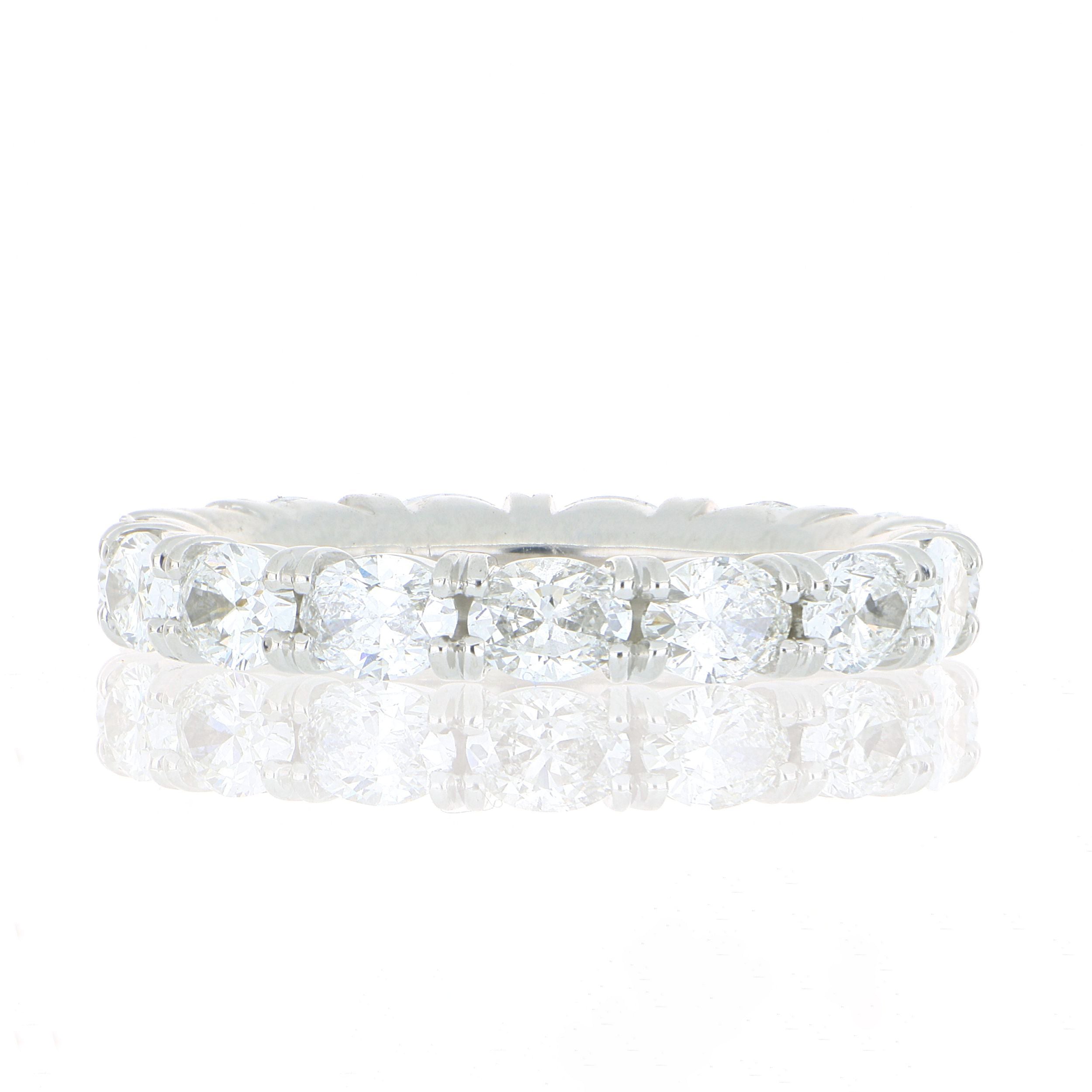 Platinum Oval Shaped Diamond Eternity Band