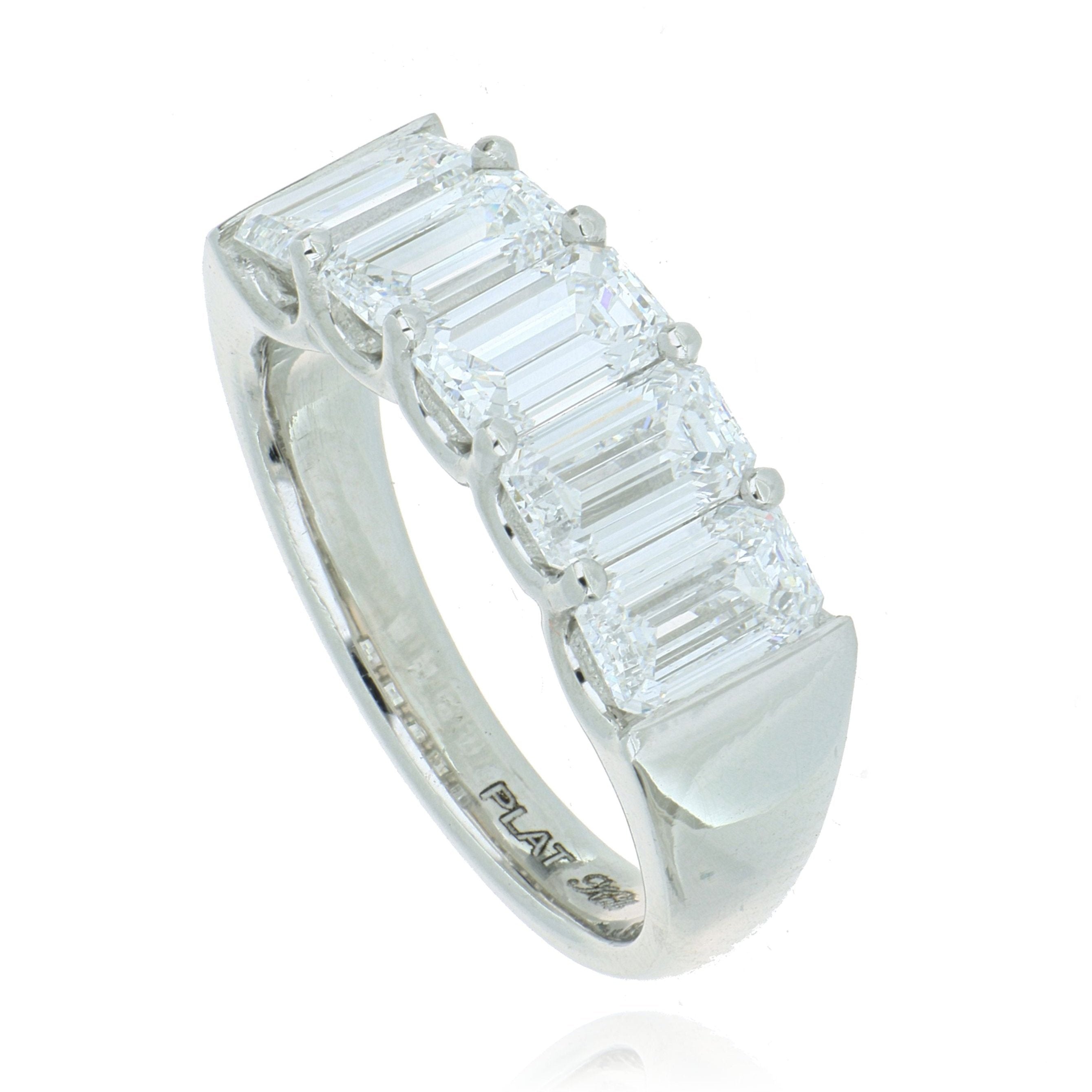 Platinum Emerald Cut Diamond Anniversary Ring