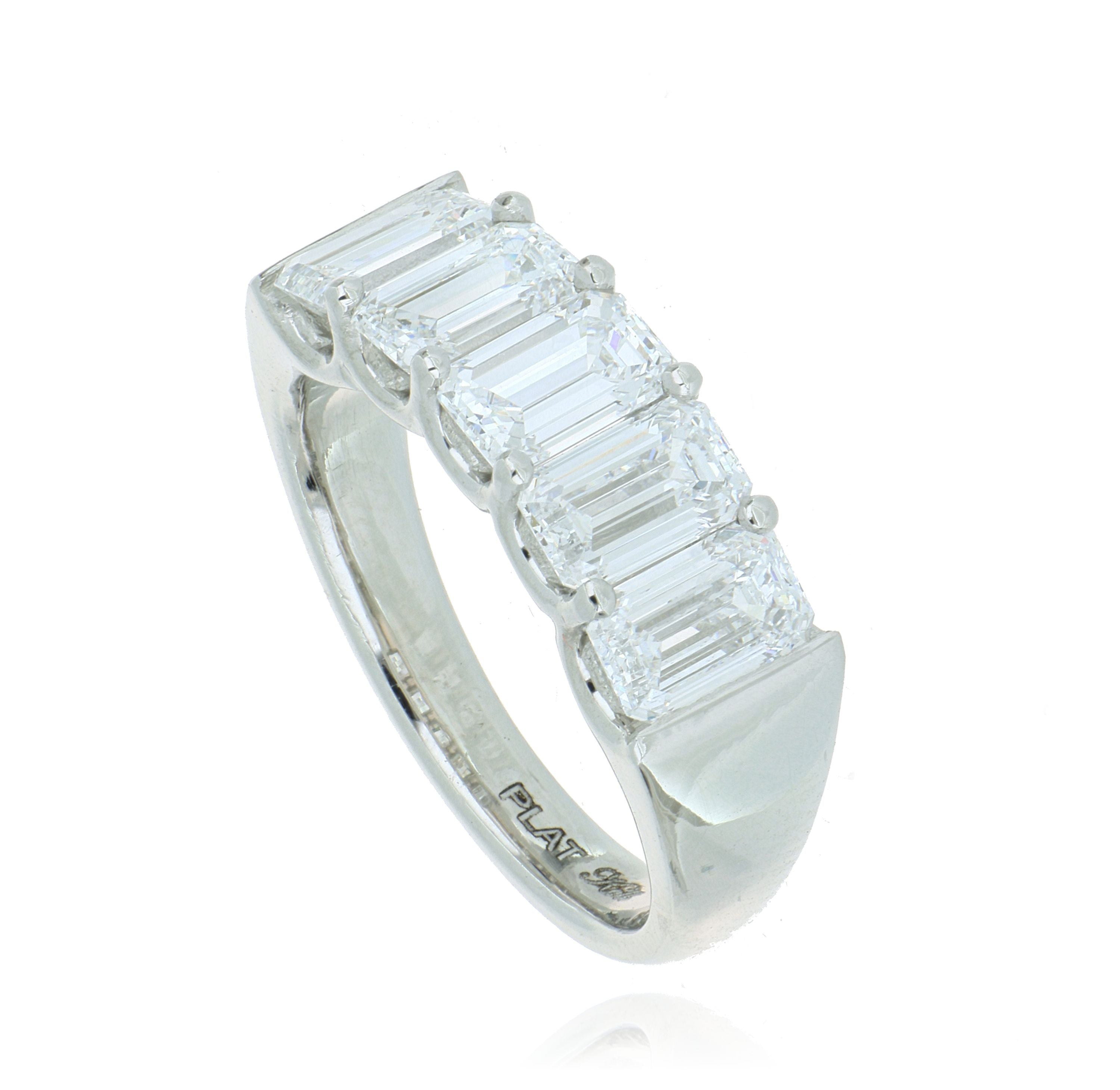 Platinum Emerald Cut Diamond Anniversary Ring