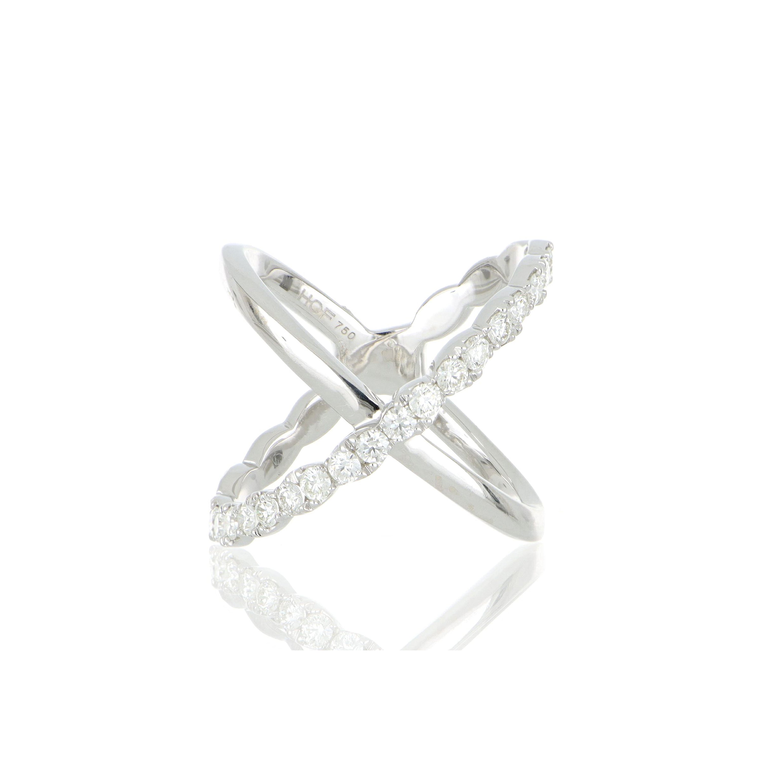 18k White Gold Lorelei Criss Cross Diamond Fashion Ring