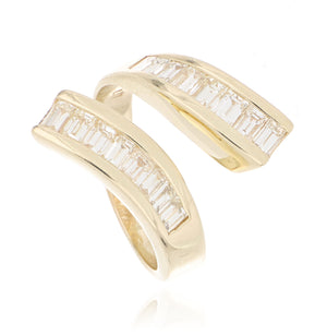 14k Yellow Gold Open End Baguette shaped Diamond Ring