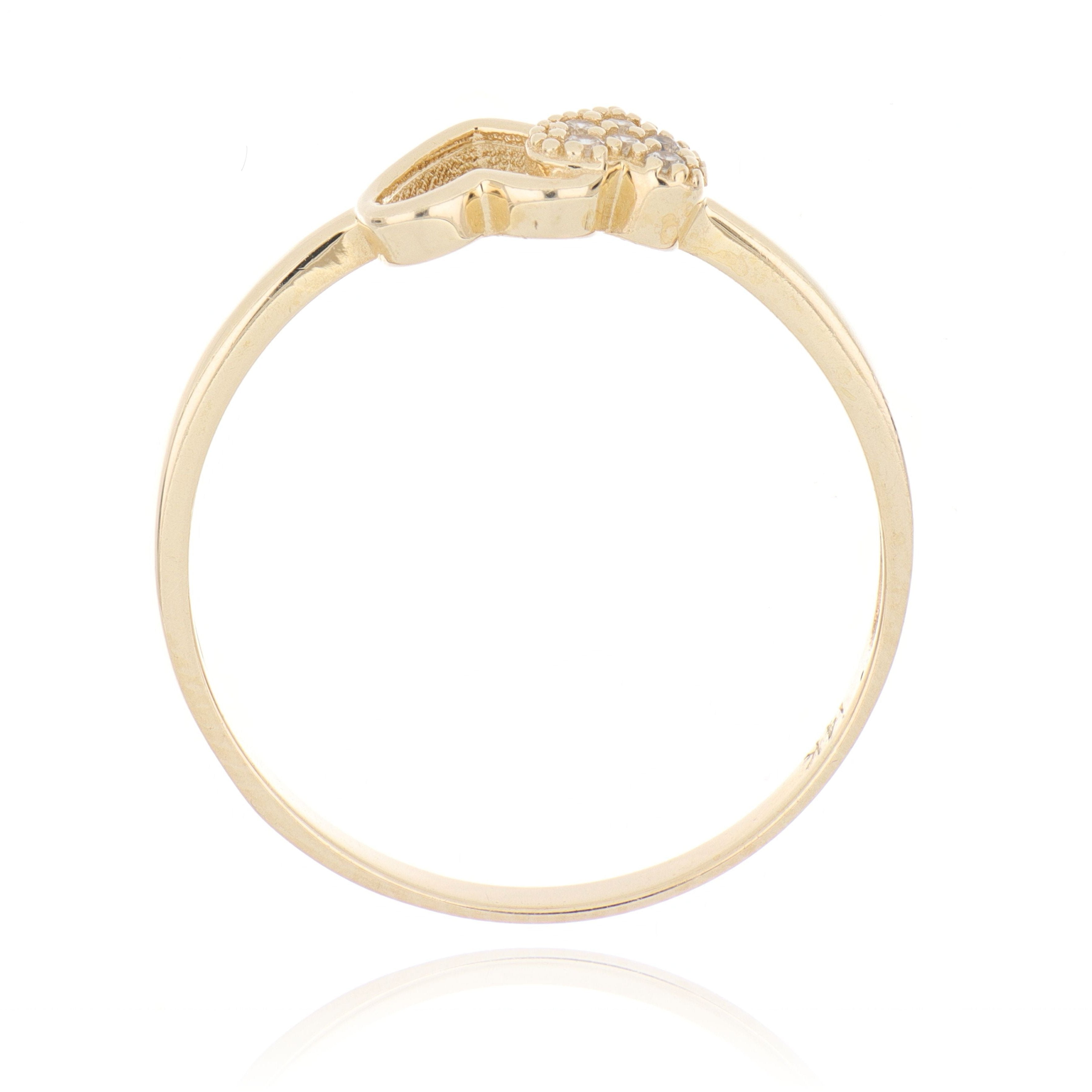 14k Yellow Gold Diamond Joined Hearts Ring