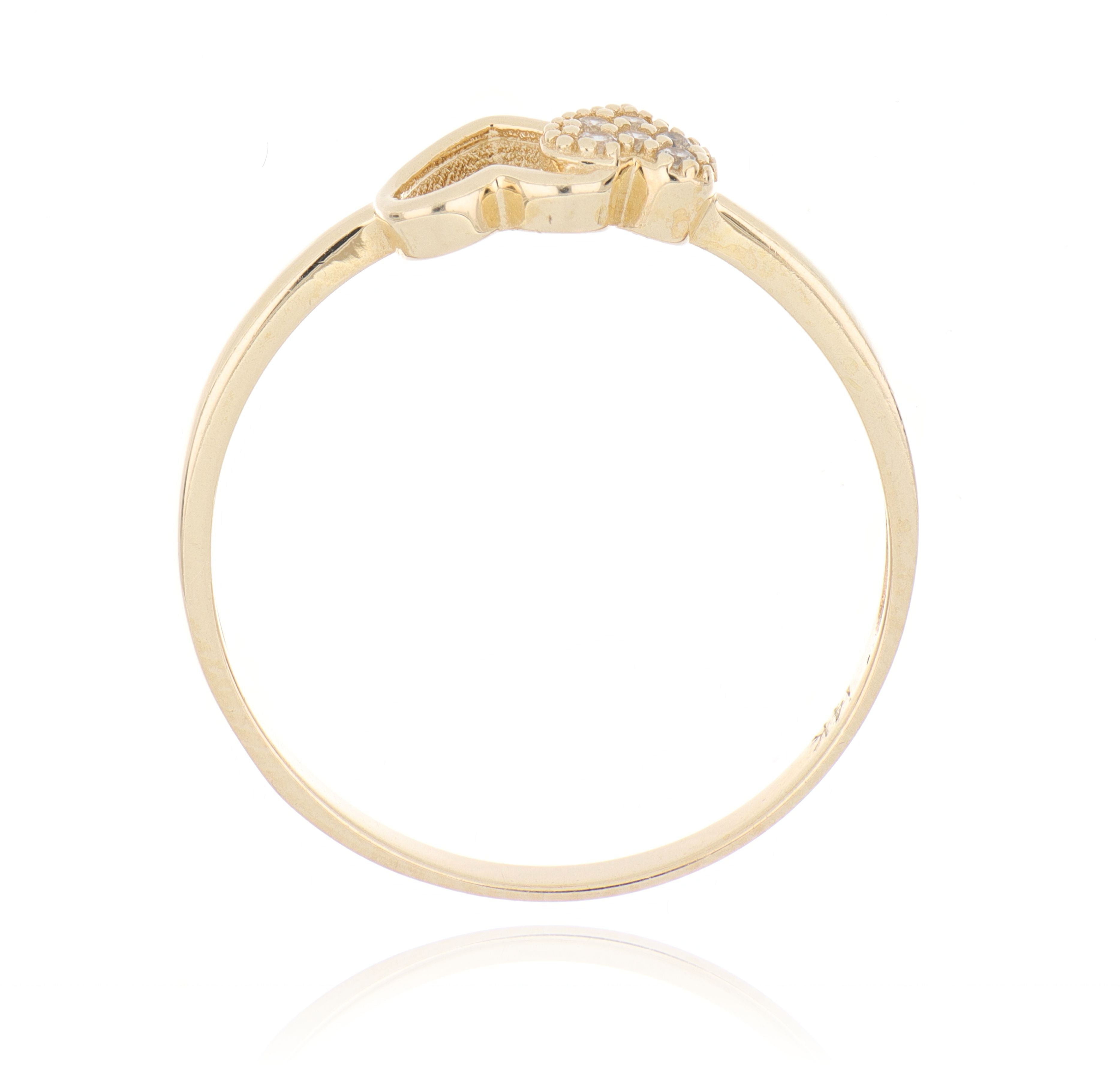 14k Yellow Gold Diamond Joined Hearts Ring