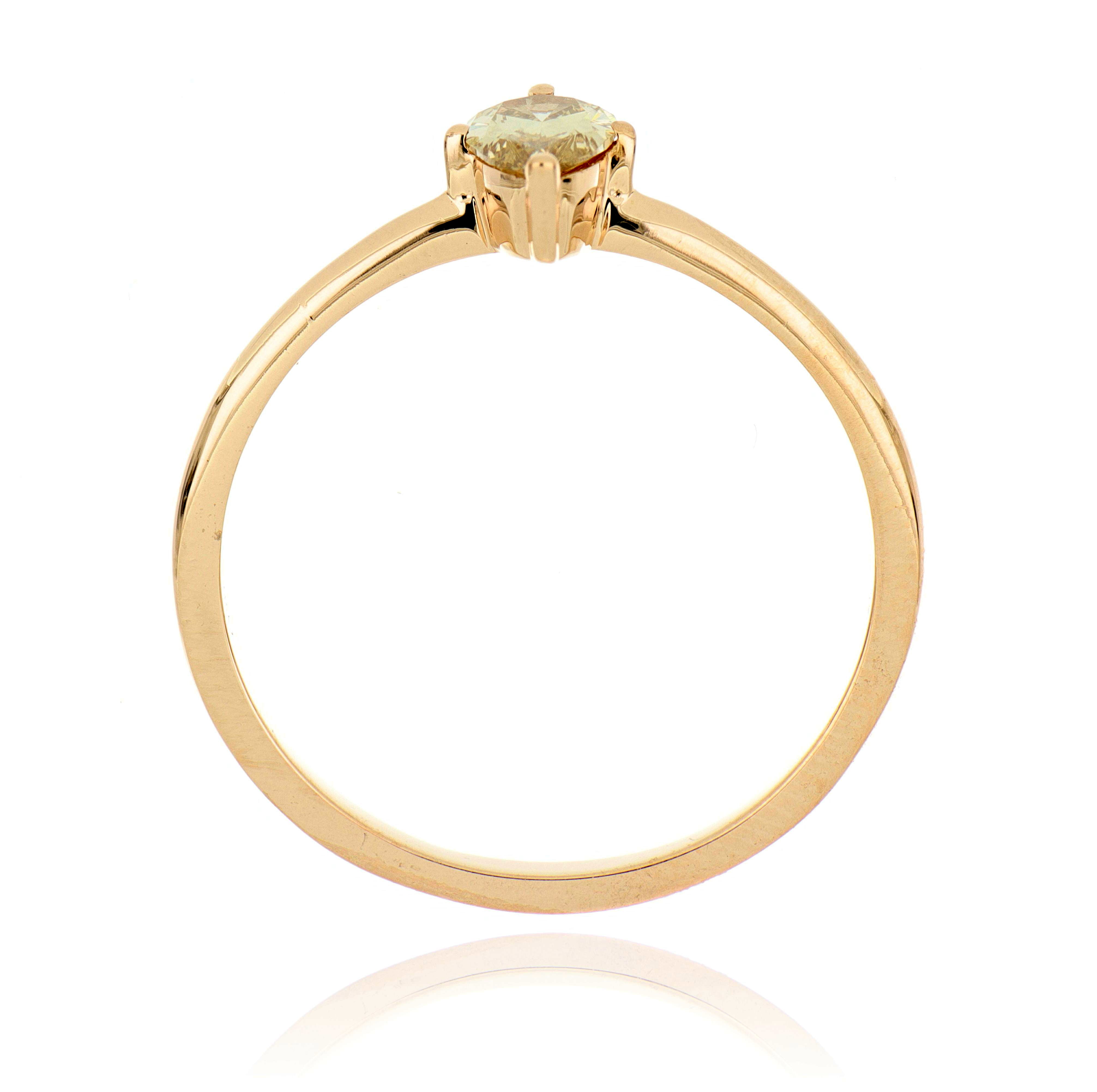 10k Rose Gold Pear Shaped Champagne Solitaire Ring