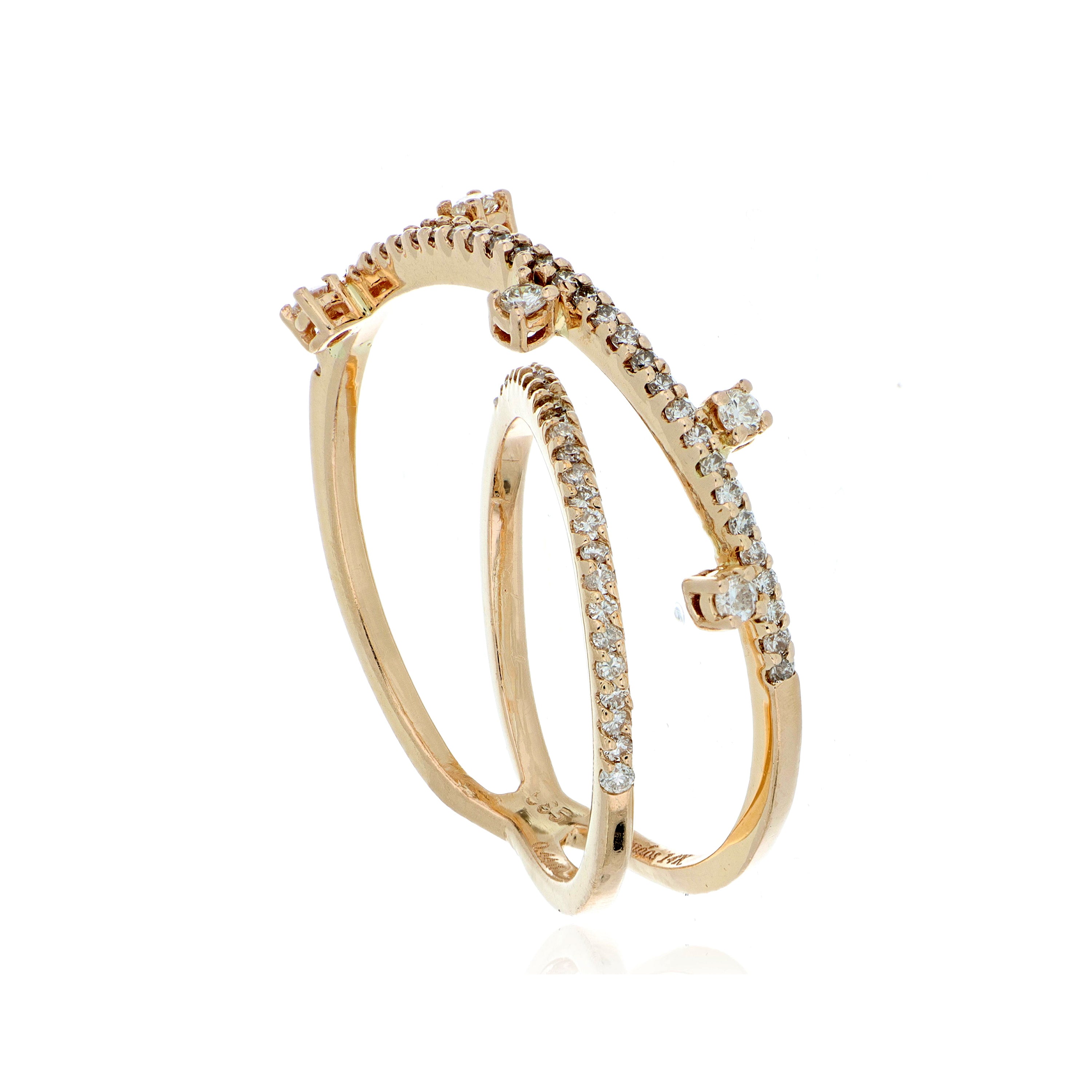 14k Rose Gold Diamond Criss Cross Cocktail Ring