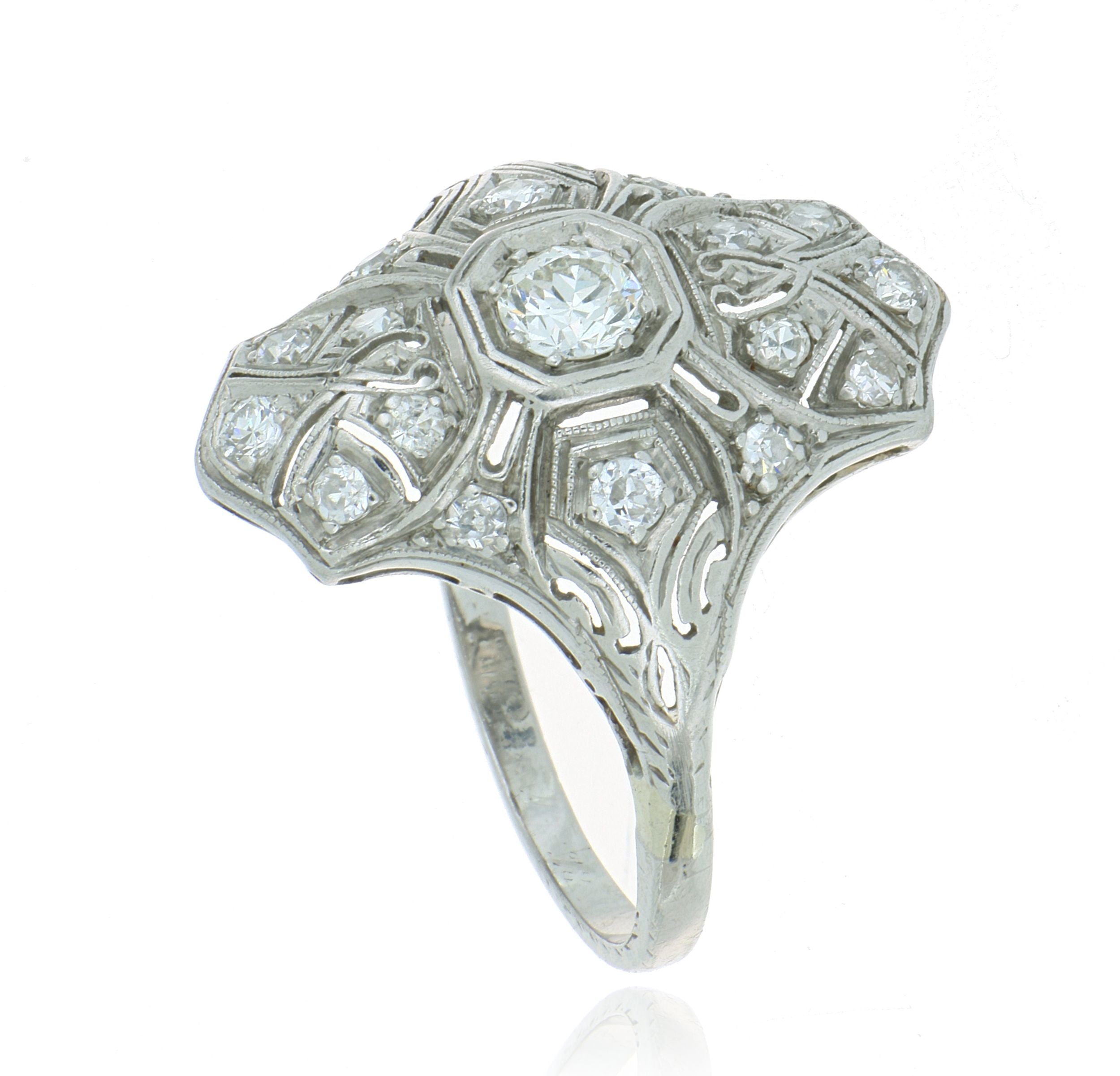 Platinum Vintage Style Diamond Ring - Charles Koll Jewelers