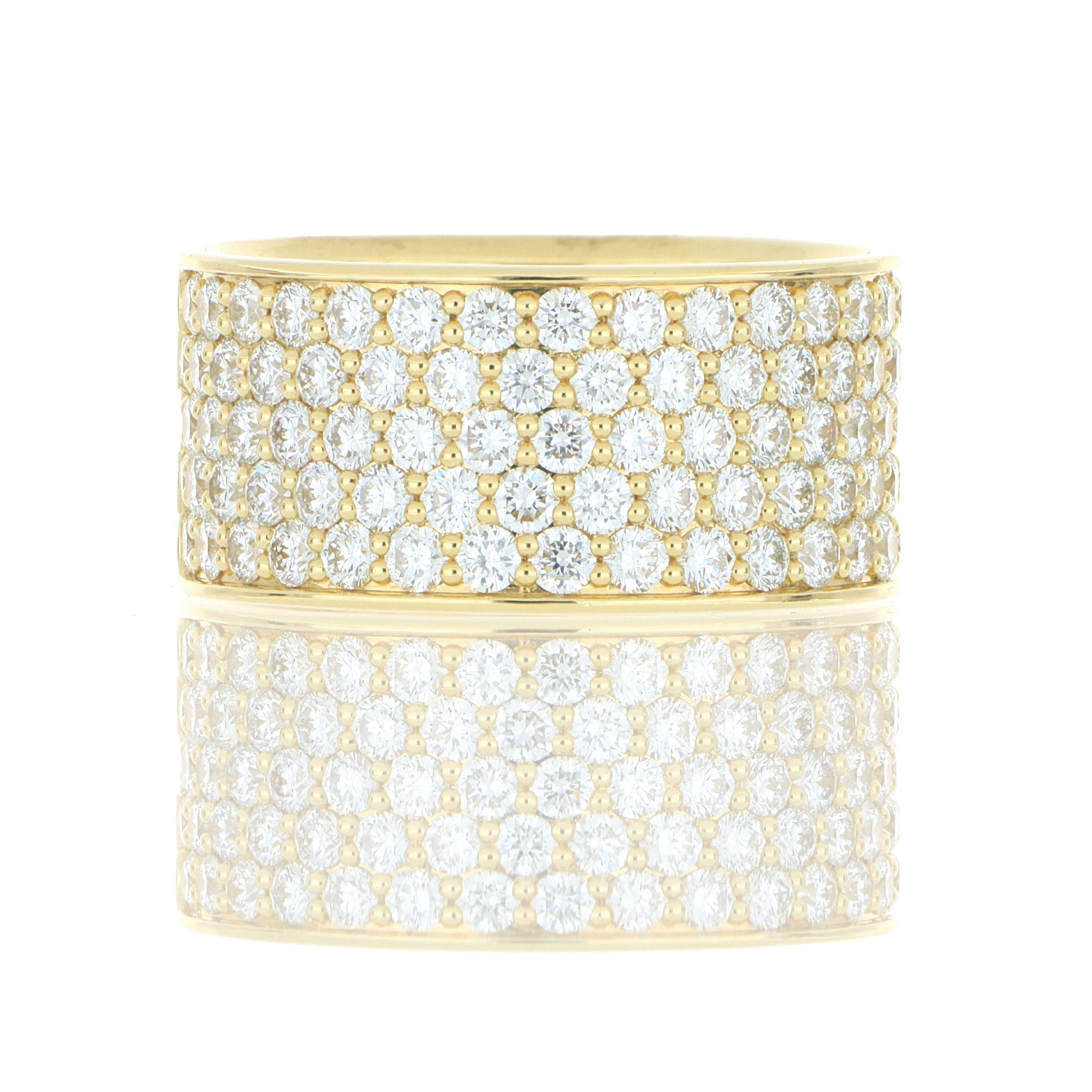 18k Yellow Gold Silk Pave Diamond Fashion Ring