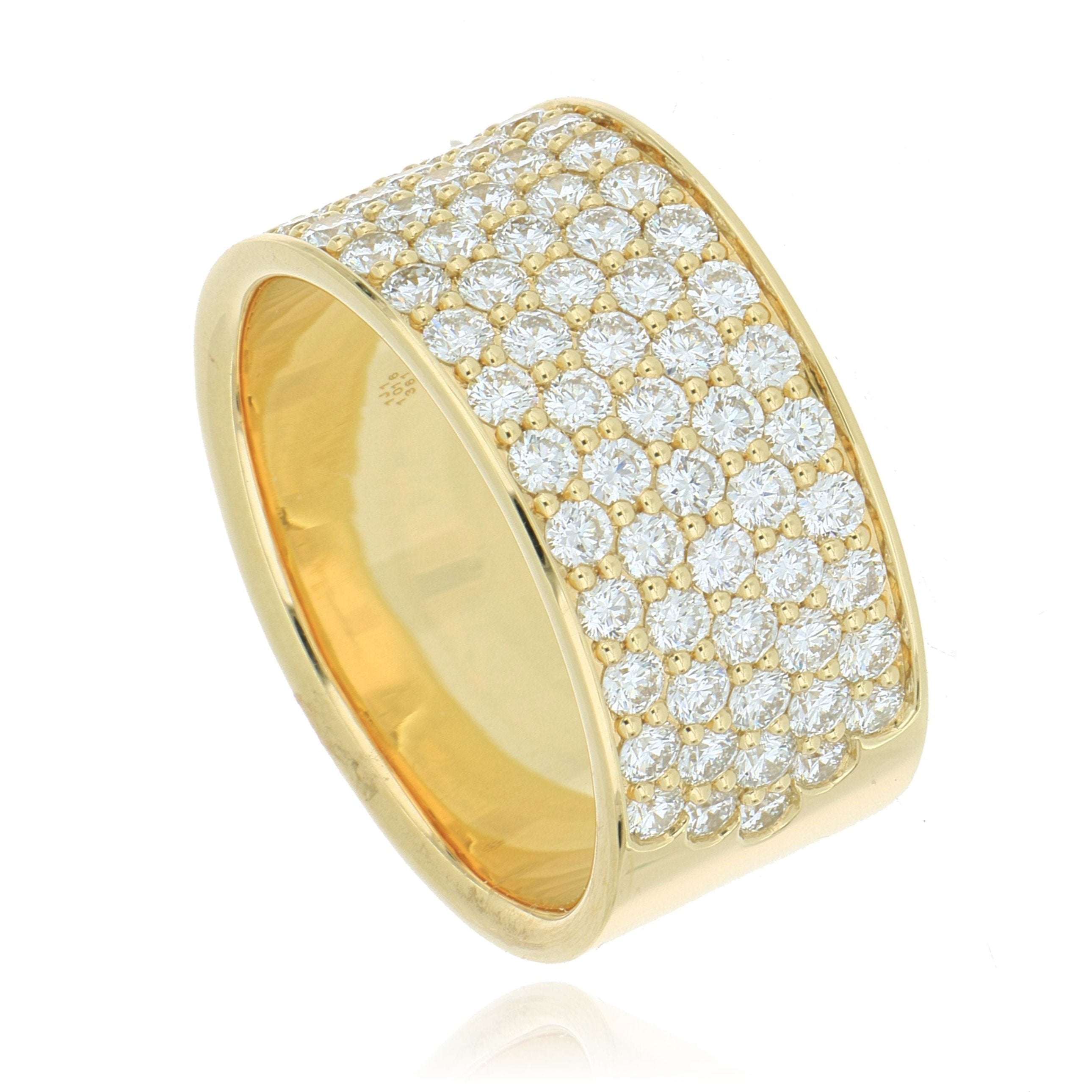 18k Yellow Gold Silk Pave Diamond Fashion Ring