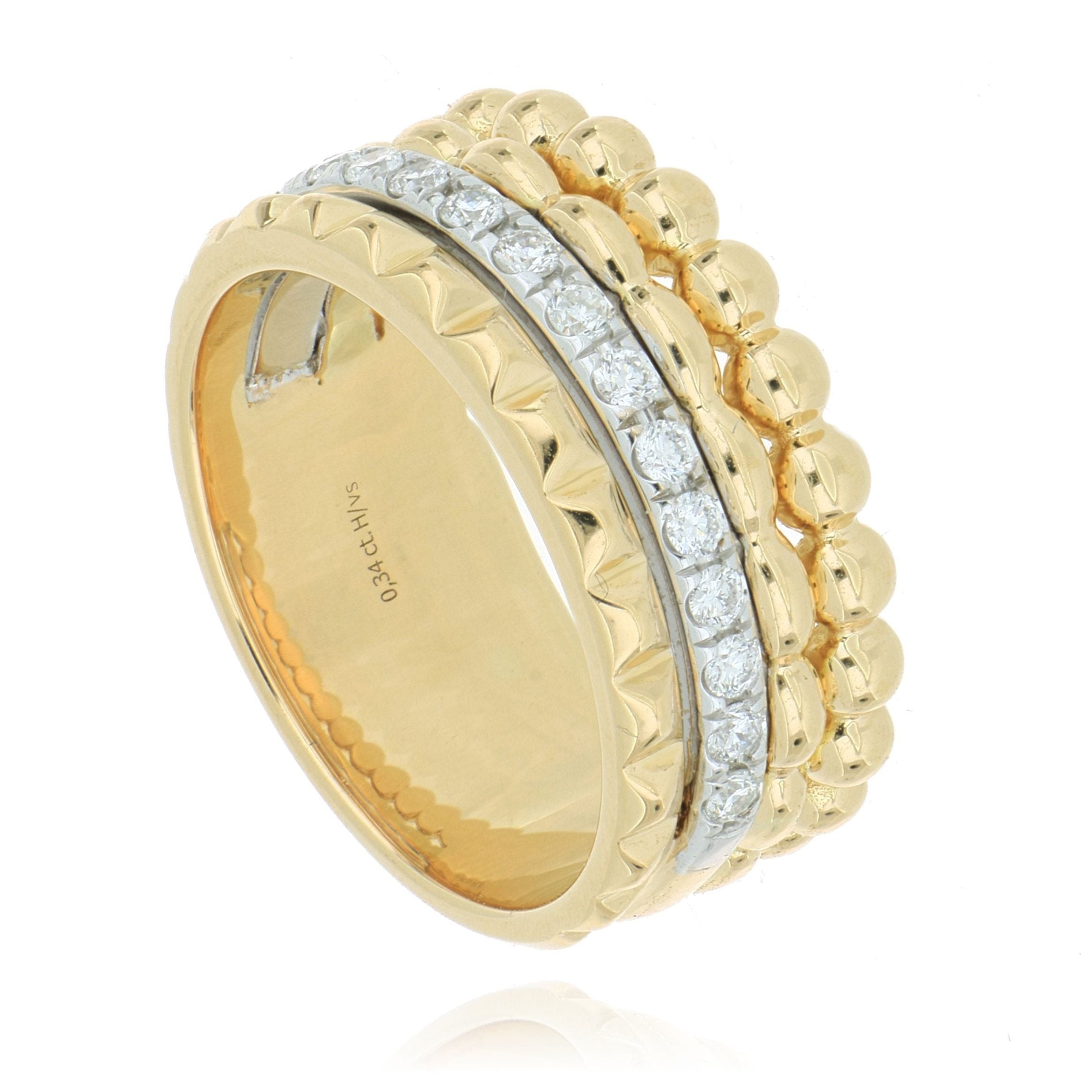 18k Yellow Gold Diamond Women's Fashion Ring