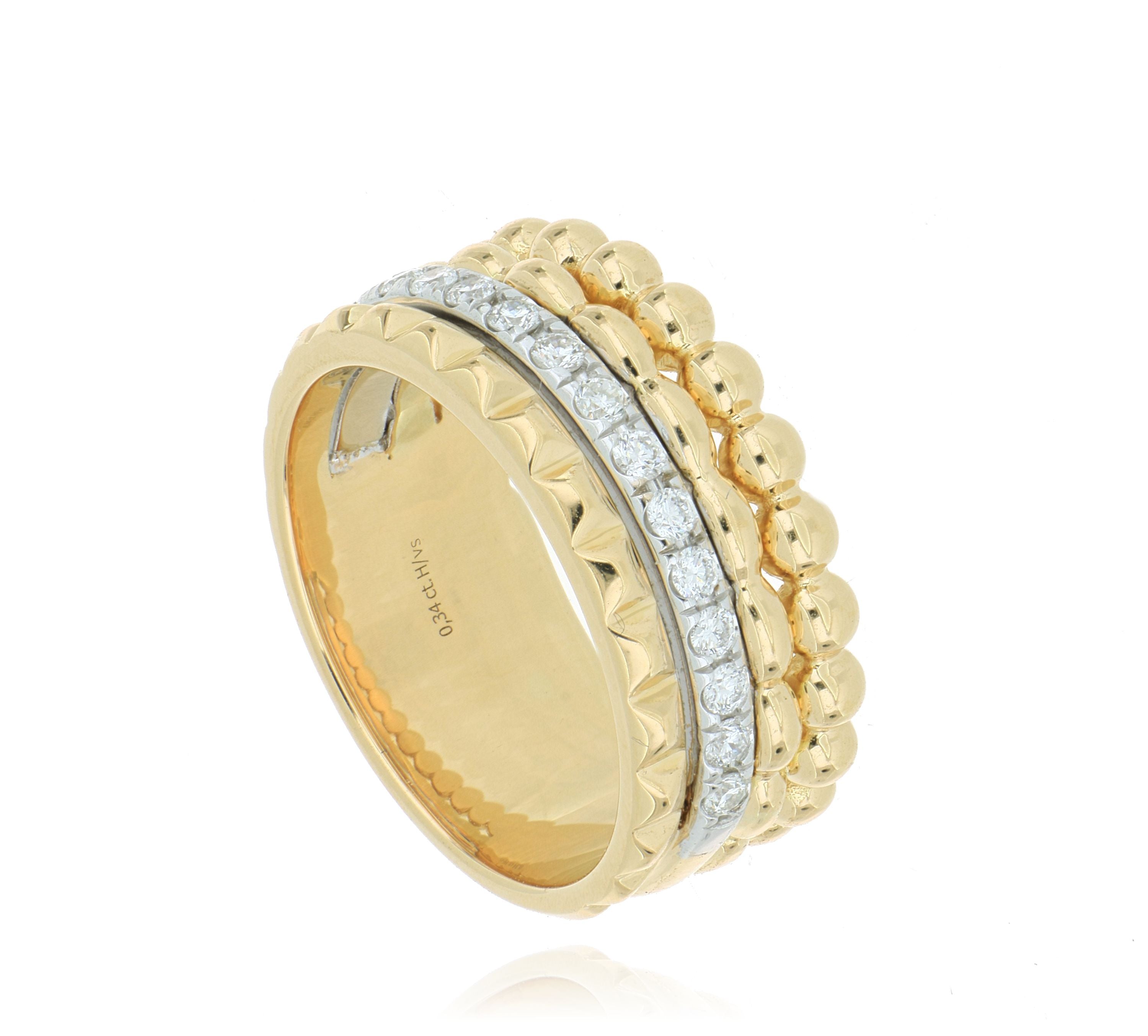 18k Yellow Gold Diamond Women's Fashion Ring