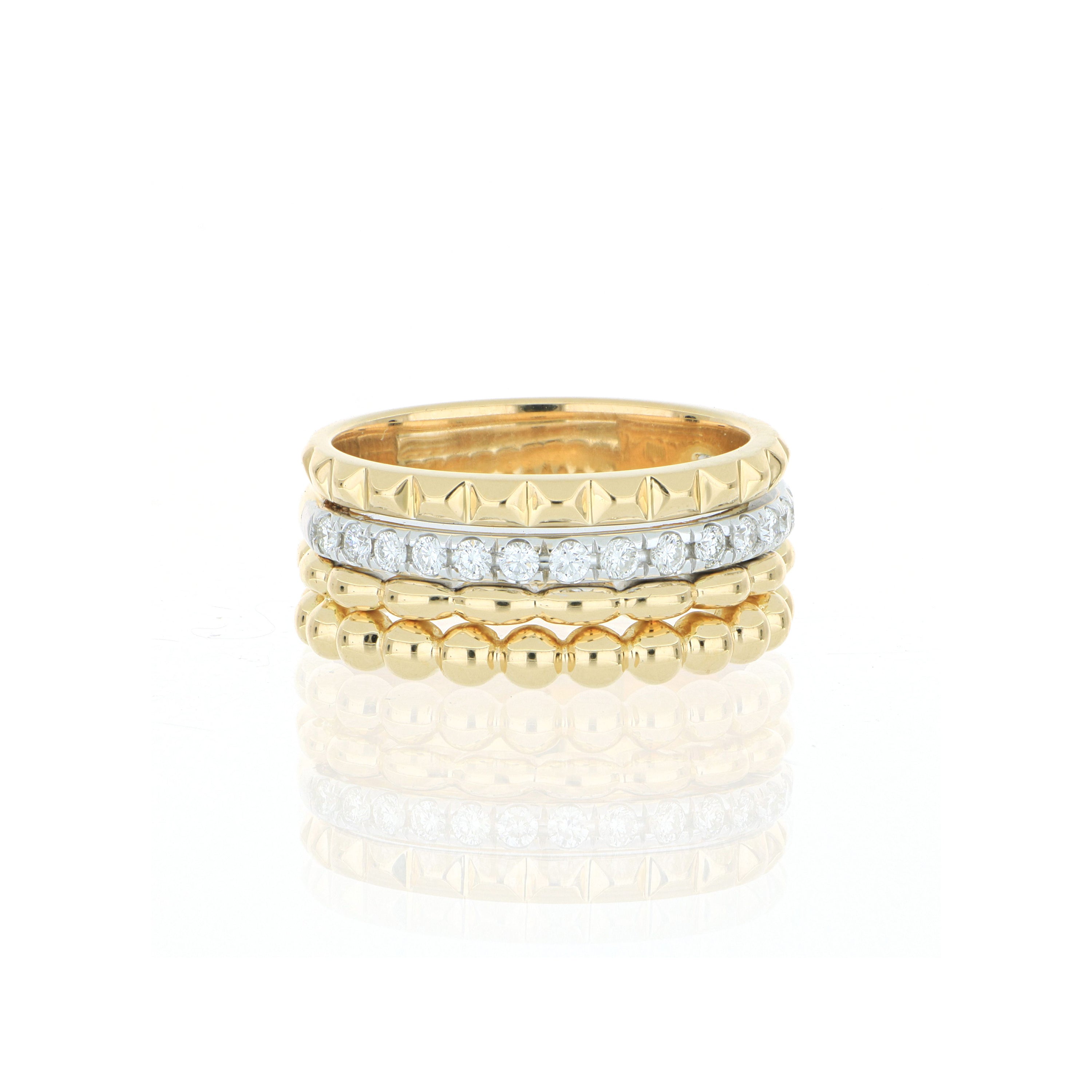 18k Yellow Gold Diamond Women's Fashion Ring