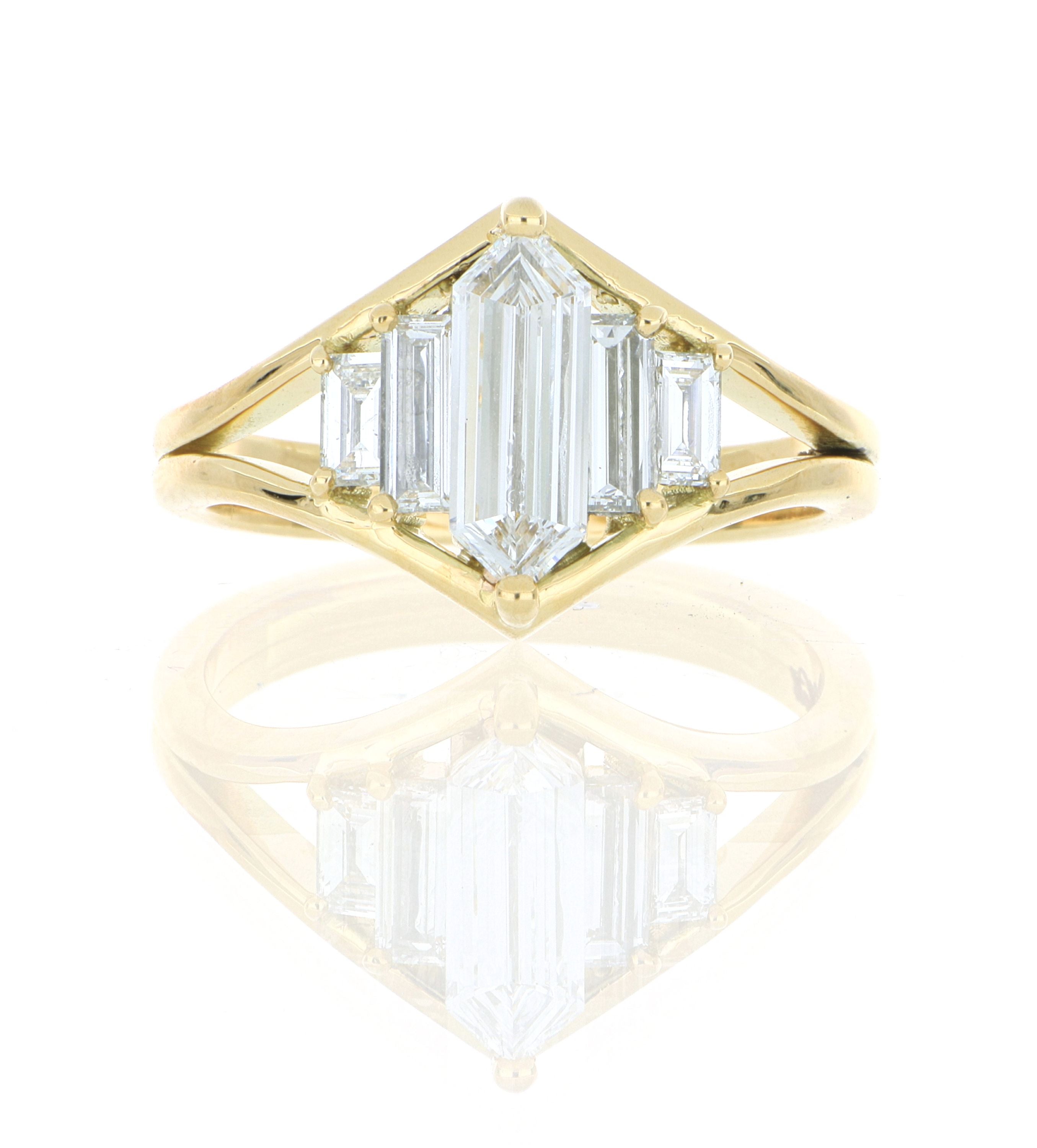 18k Yellow Gold and Platinum Diamond Fashion Ring