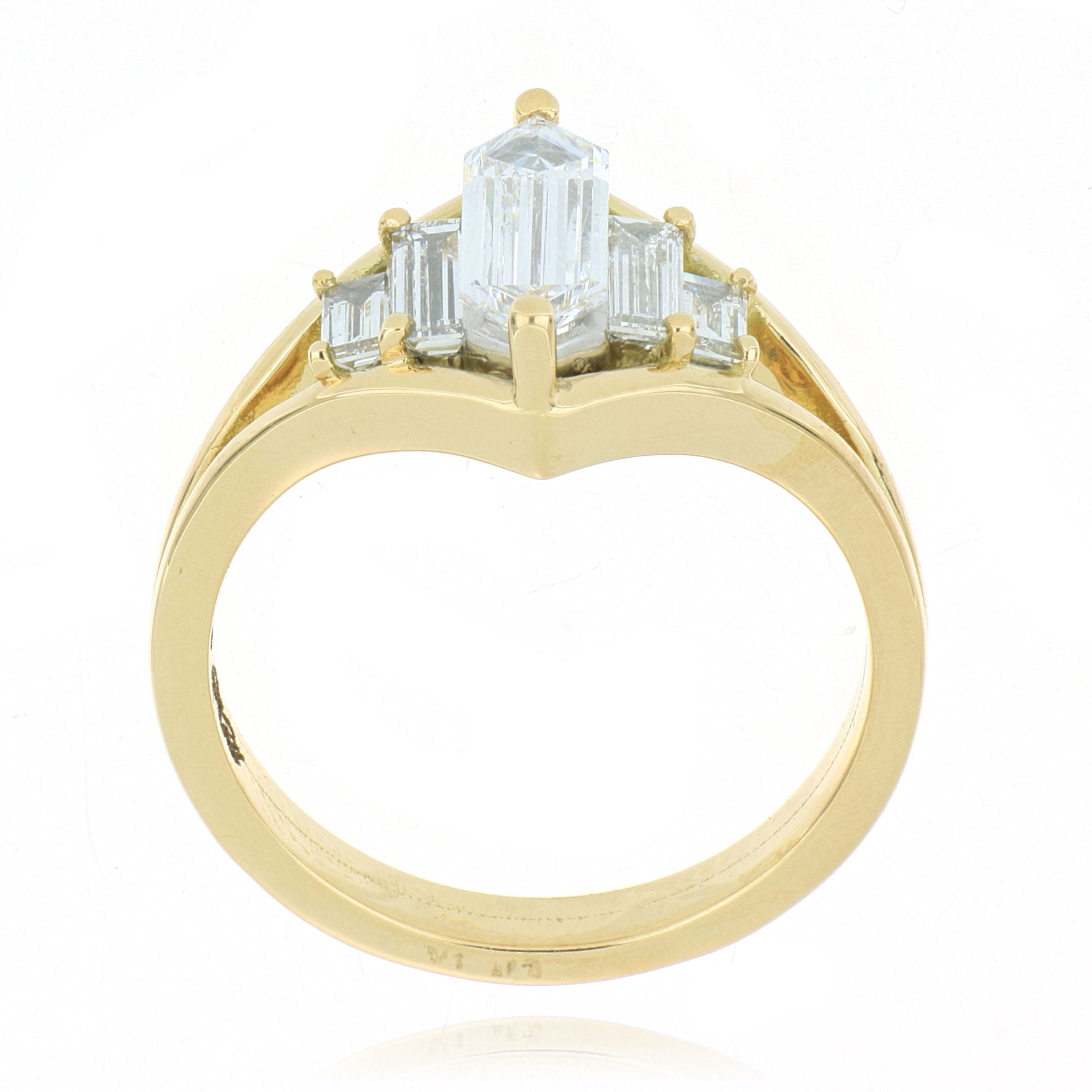 18k Yellow Gold and Platinum Diamond Fashion Ring