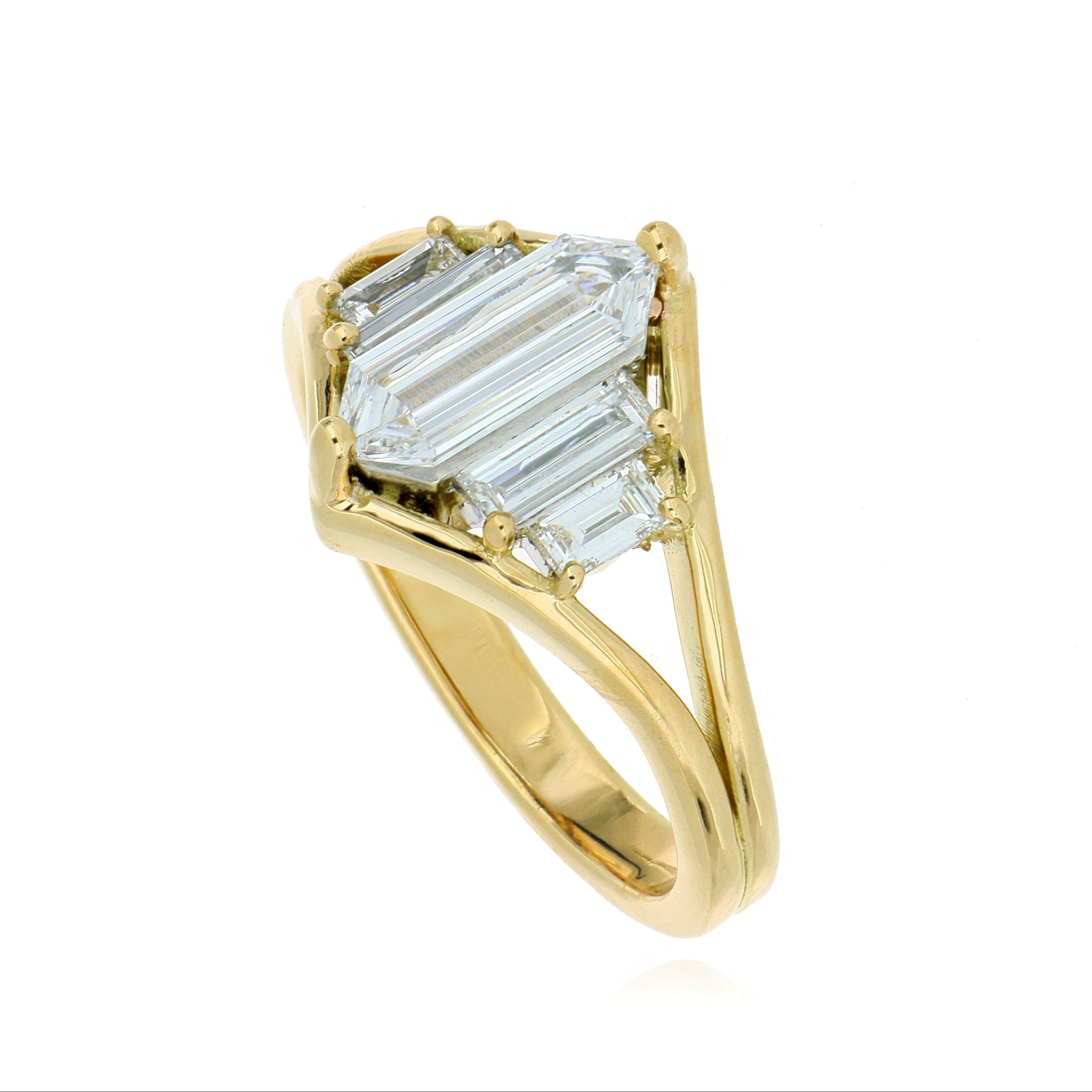 18k Yellow Gold and Platinum Diamond Ring