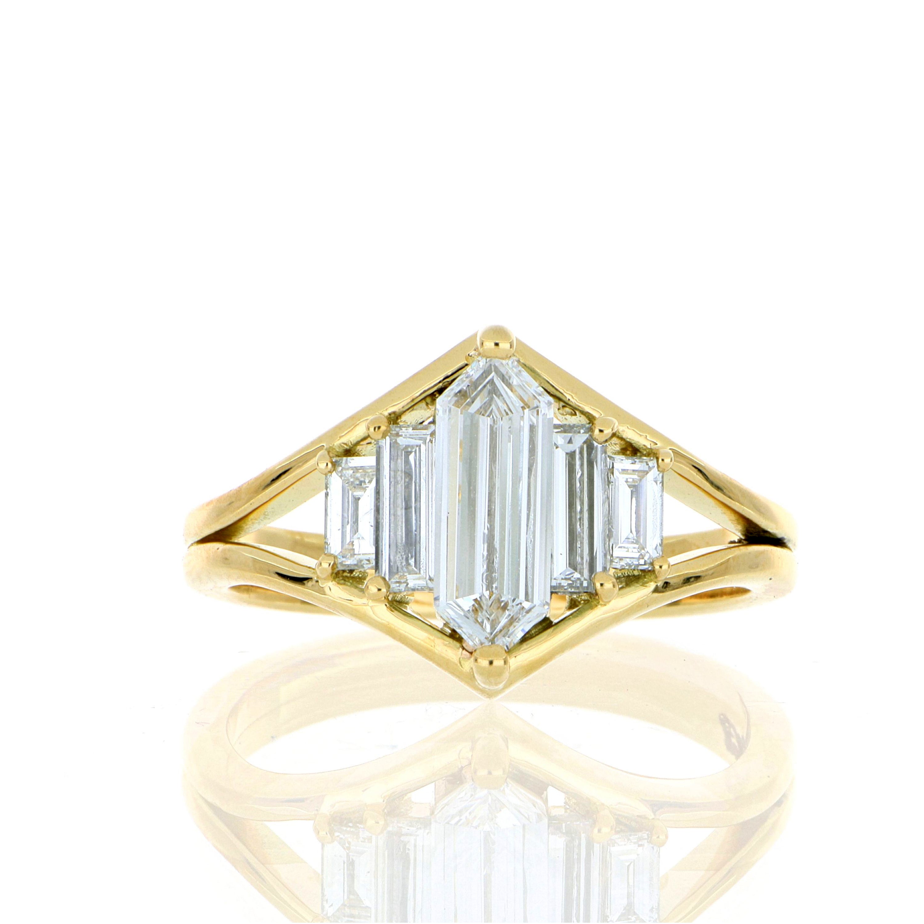 18k Yellow Gold and Platinum Diamond Ring