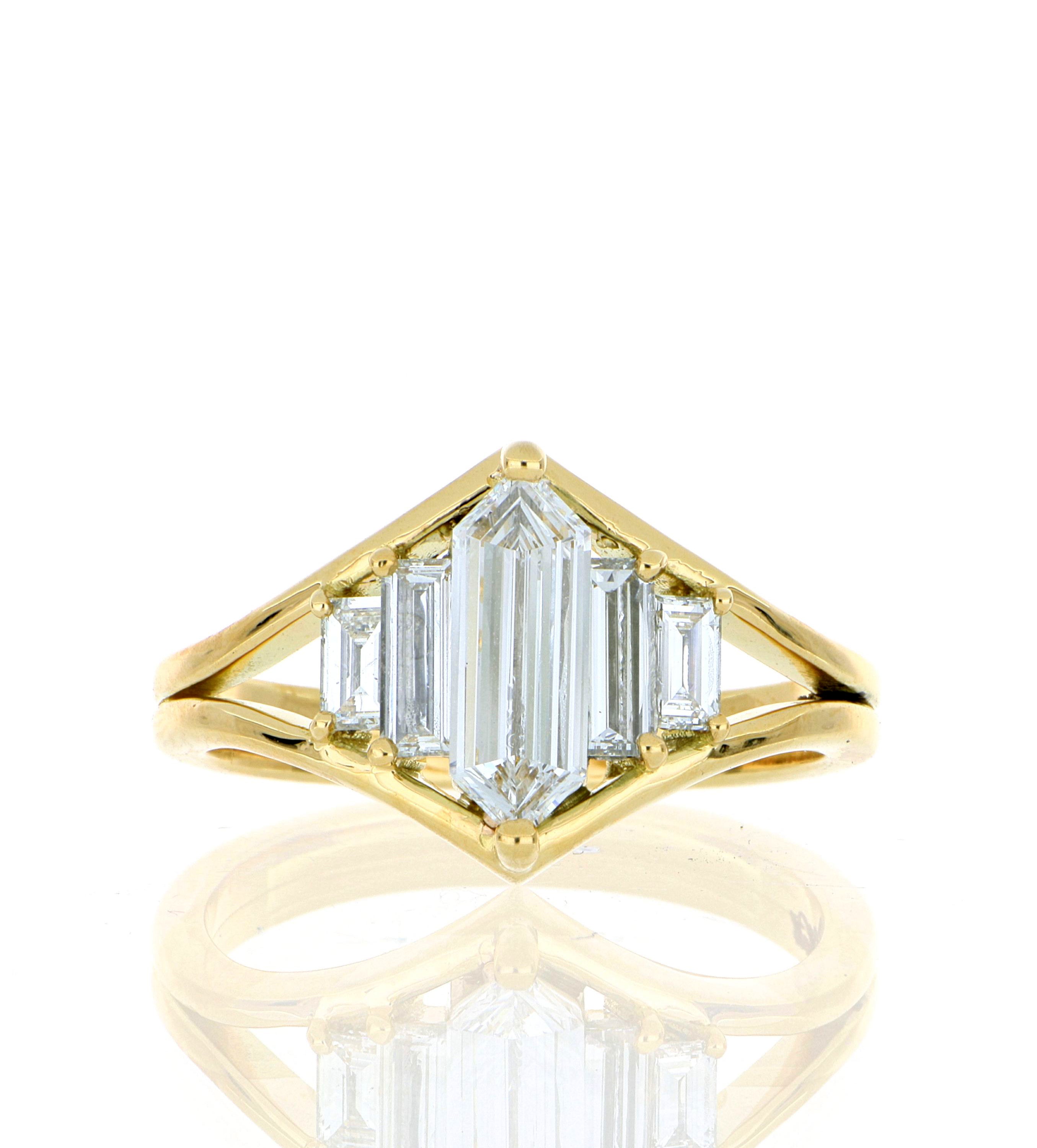 18k Yellow Gold and Platinum Diamond Ring