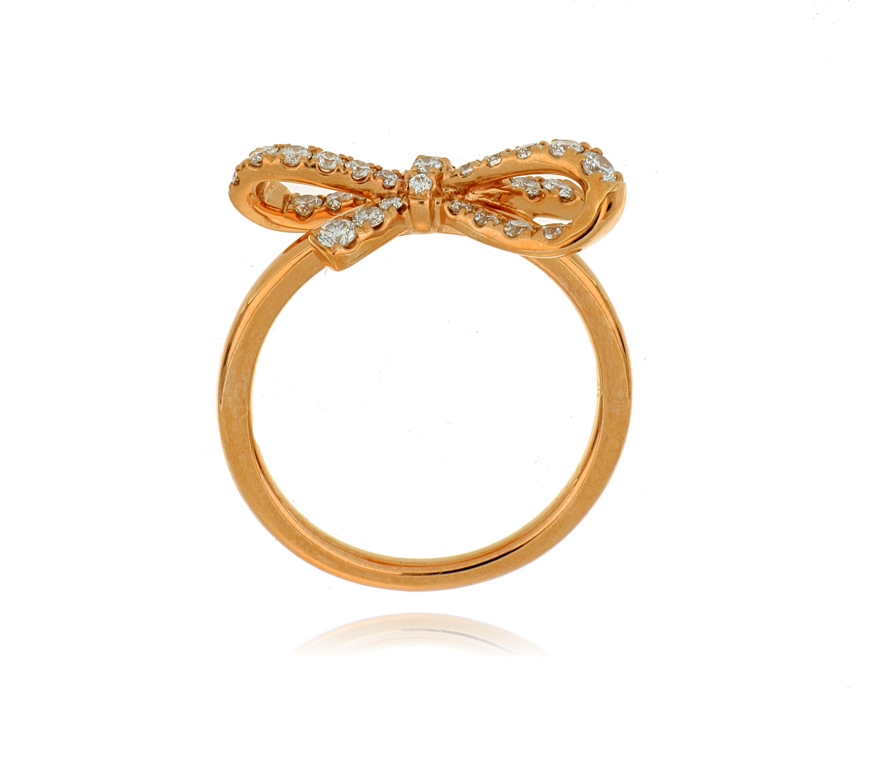 18k Rose Gold Diamond Accented Bow Ring