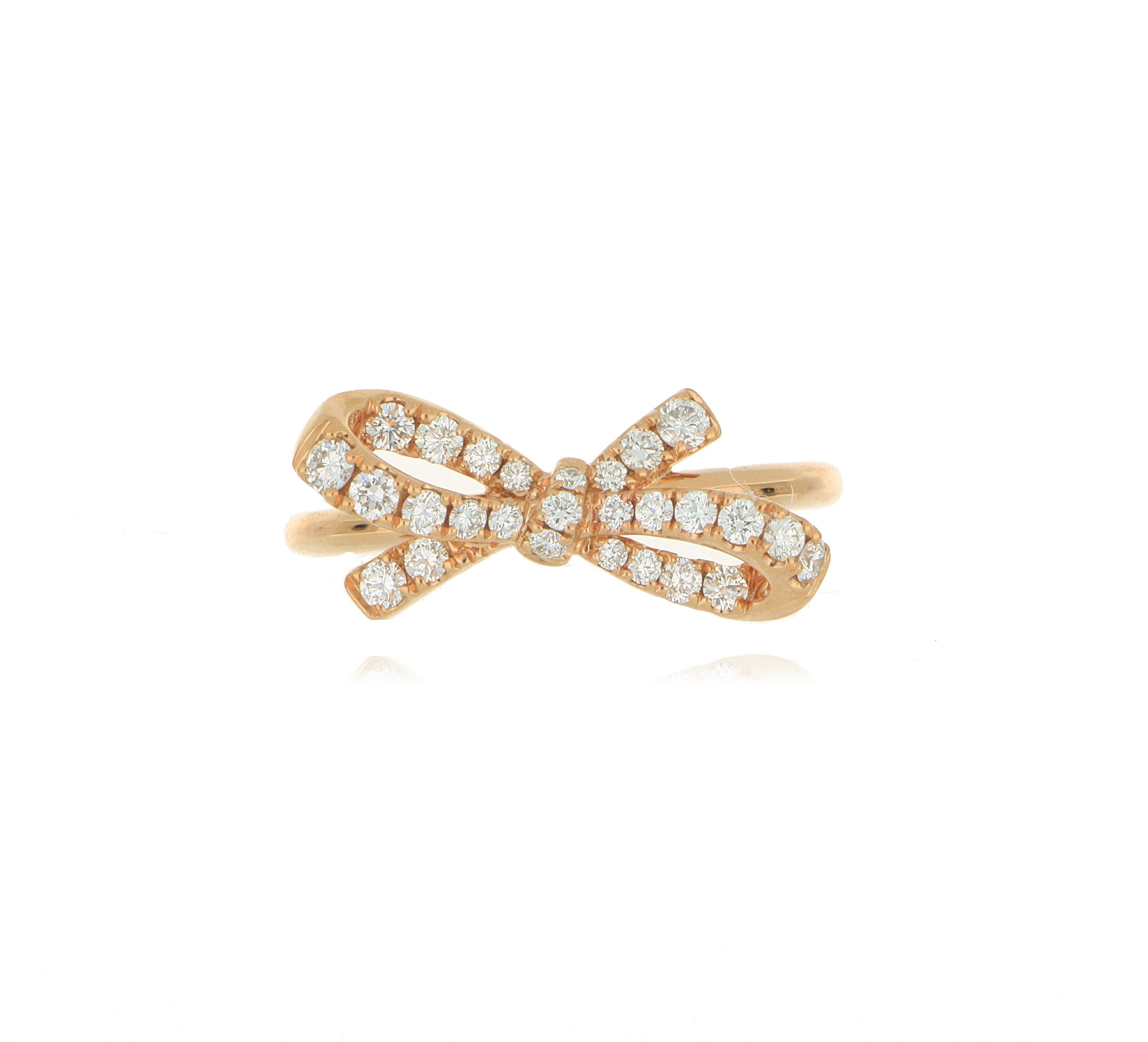 18k Rose Gold Diamond Accented Bow Fashion Ring