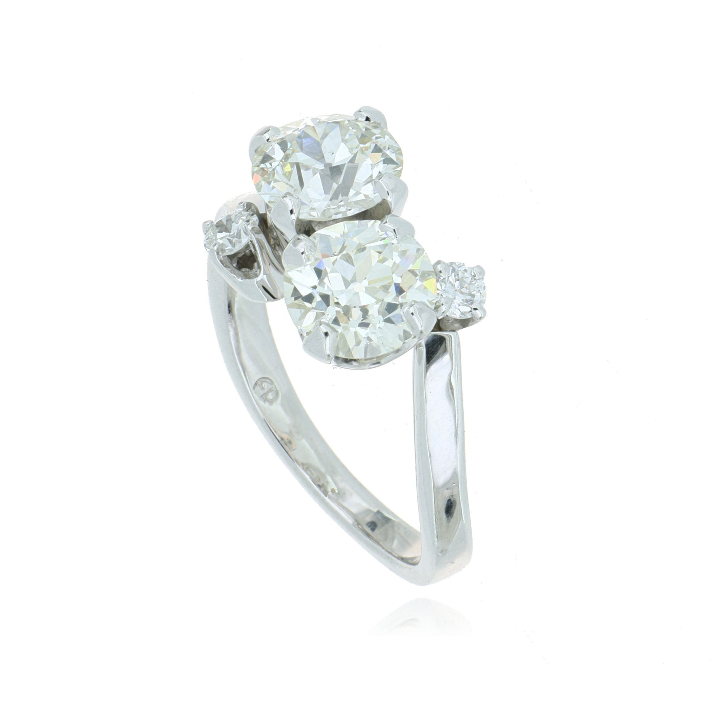 14k White Gold Old Mine Cut Diamond Ring