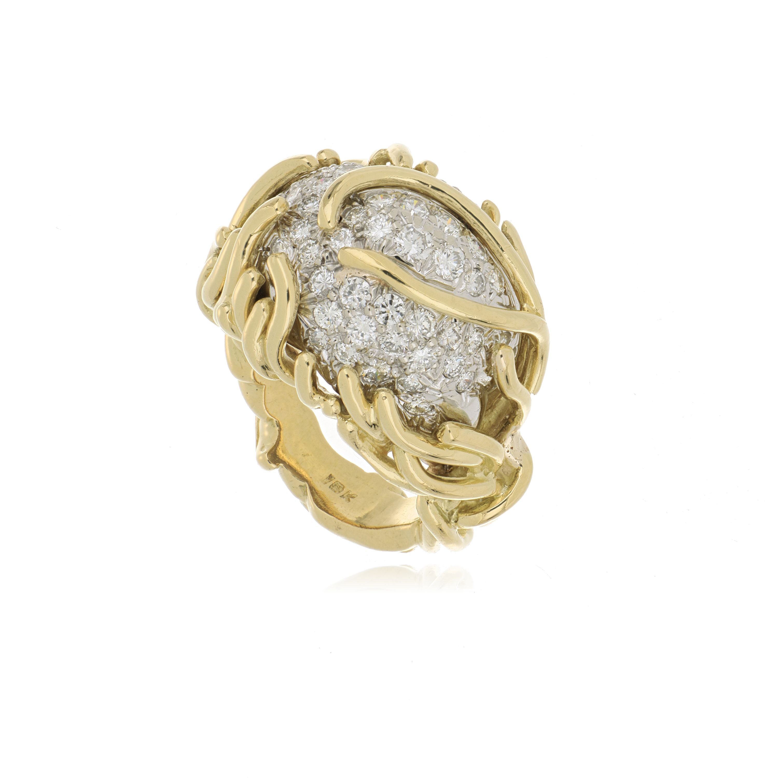 18k Yellow and White Gold Diamond Ring