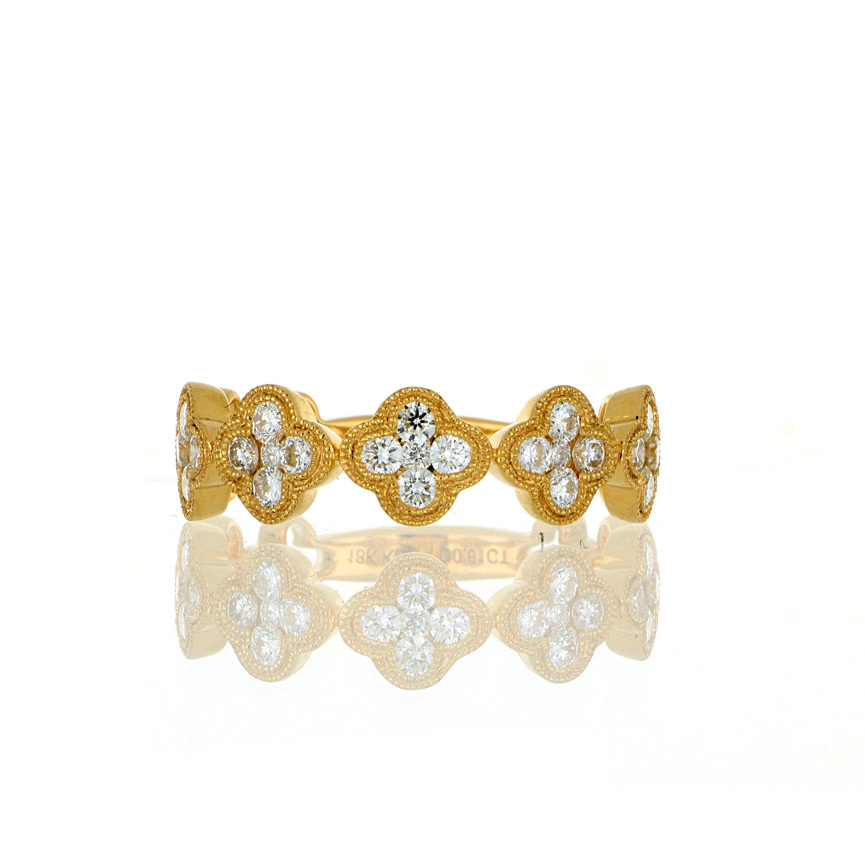 18k Yellow Gold Diamond Motif Ring