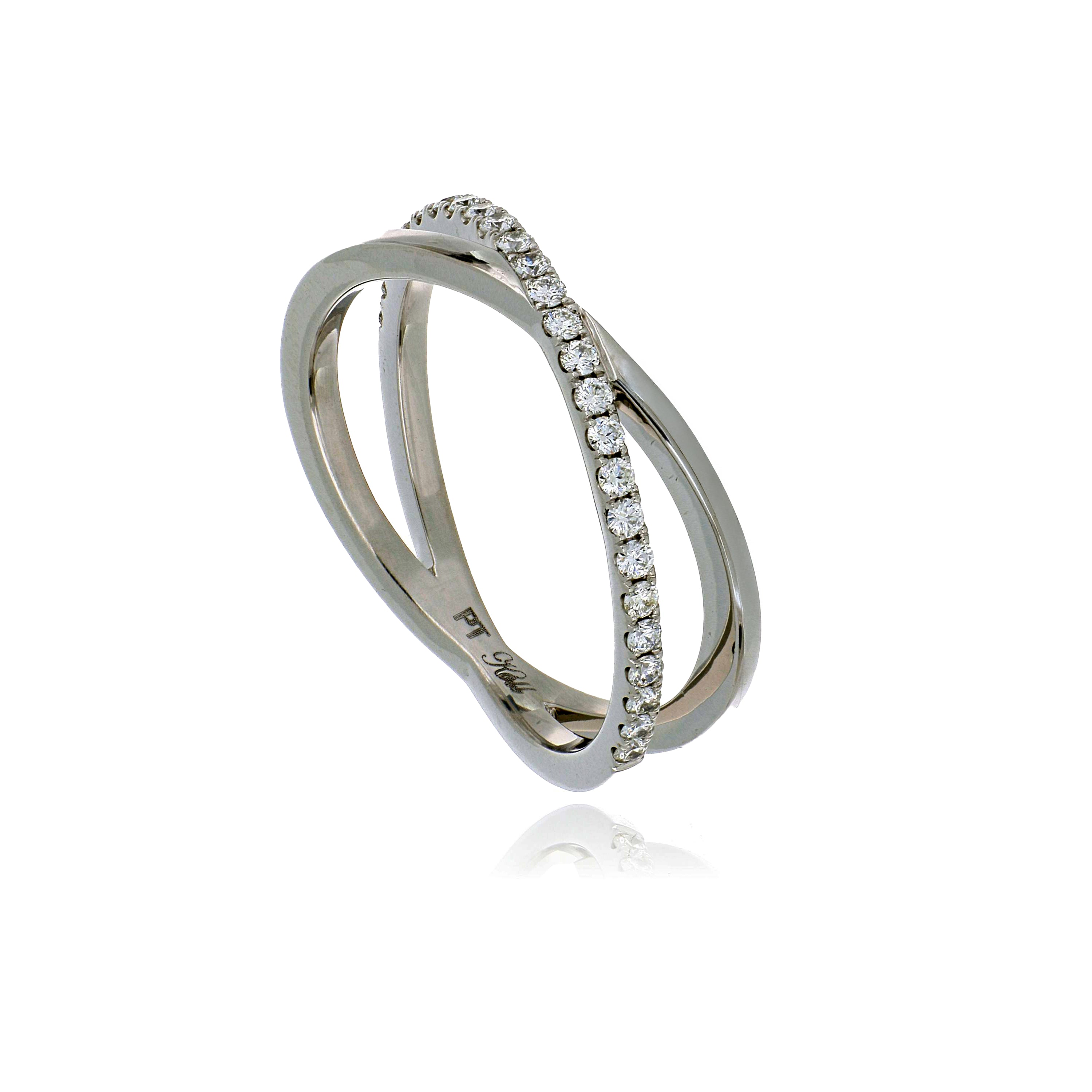 Platinum Diamond Cross-Over Ring