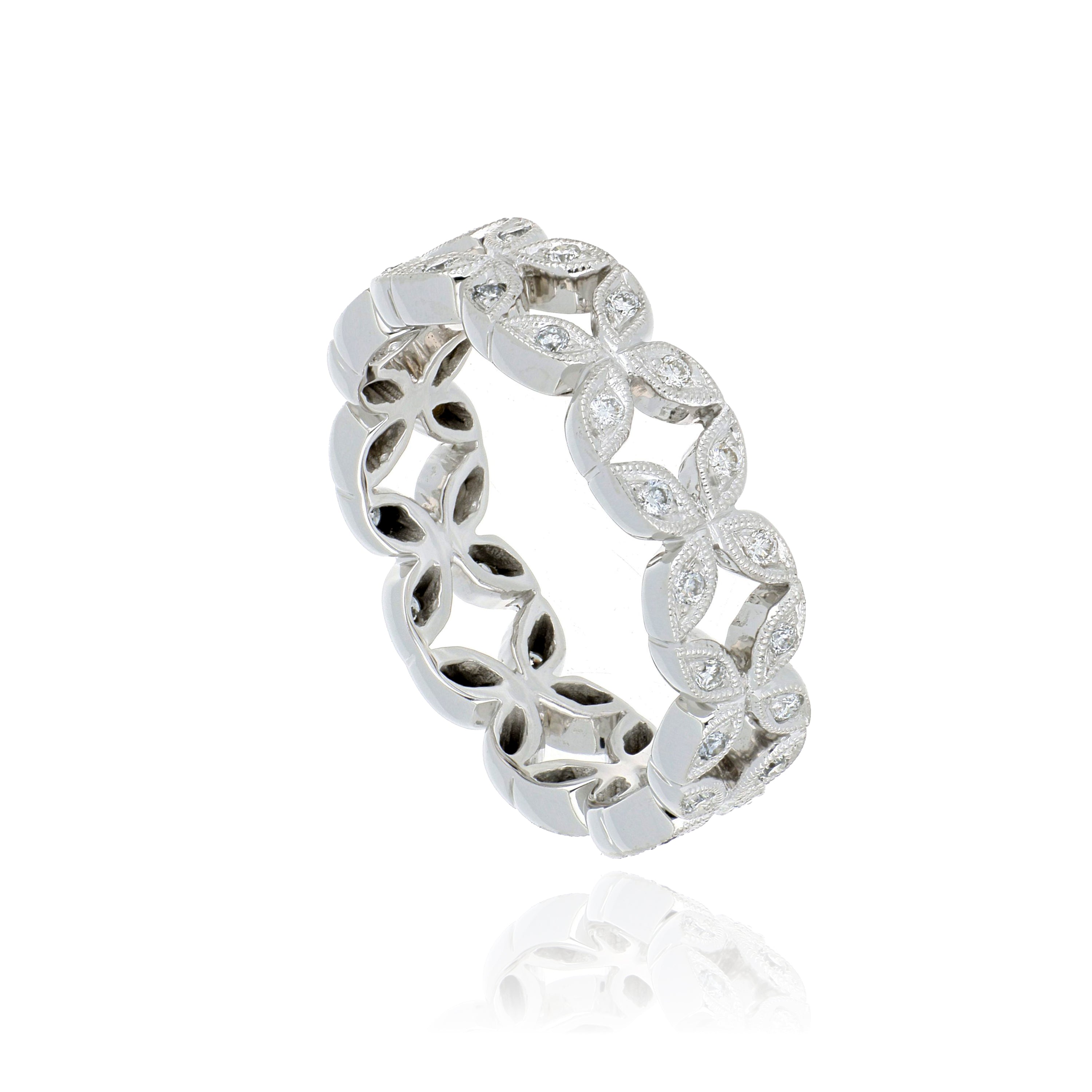 18k White Gold Diamond Right Hand Eternity Ring - Charles Koll Jewelers