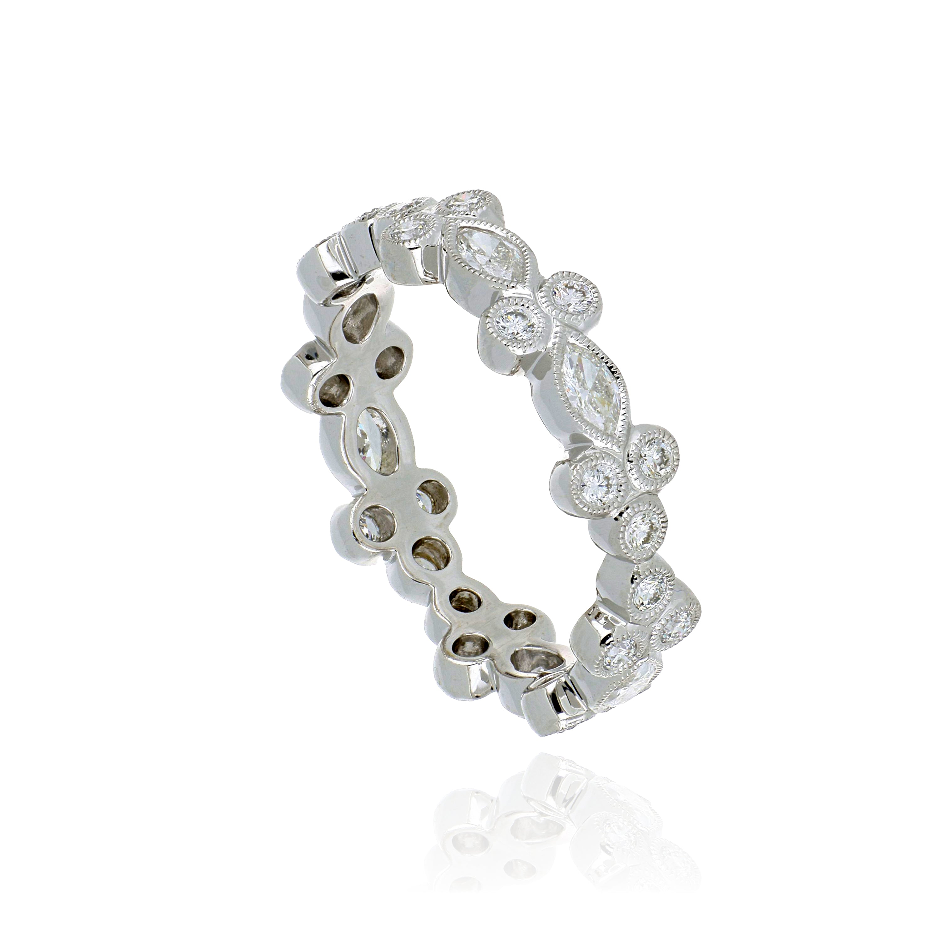 14k White Gold Diamond Right Hand Eternity Band