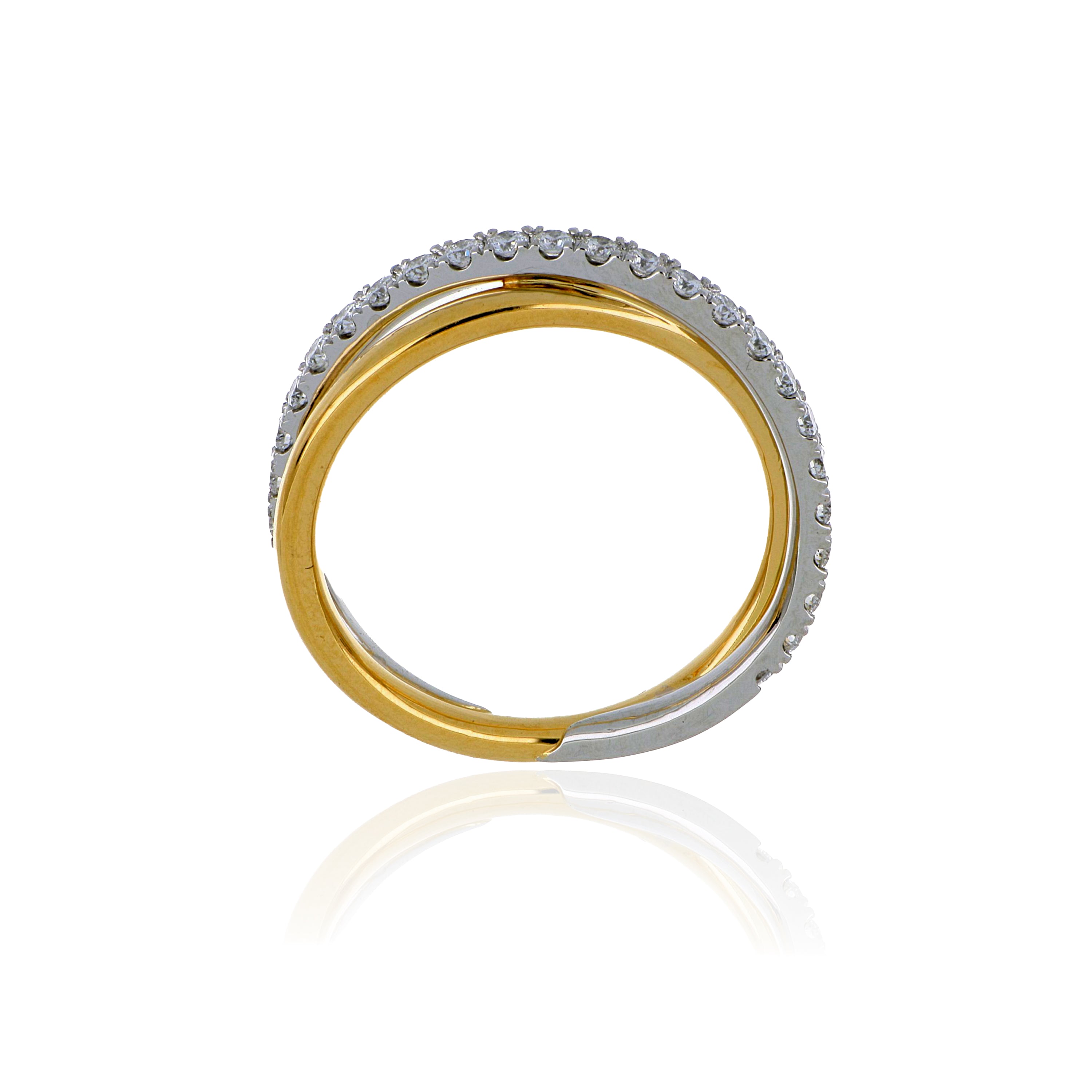 18k Yellow Gold and Platinum Diamond Intertwined Ring