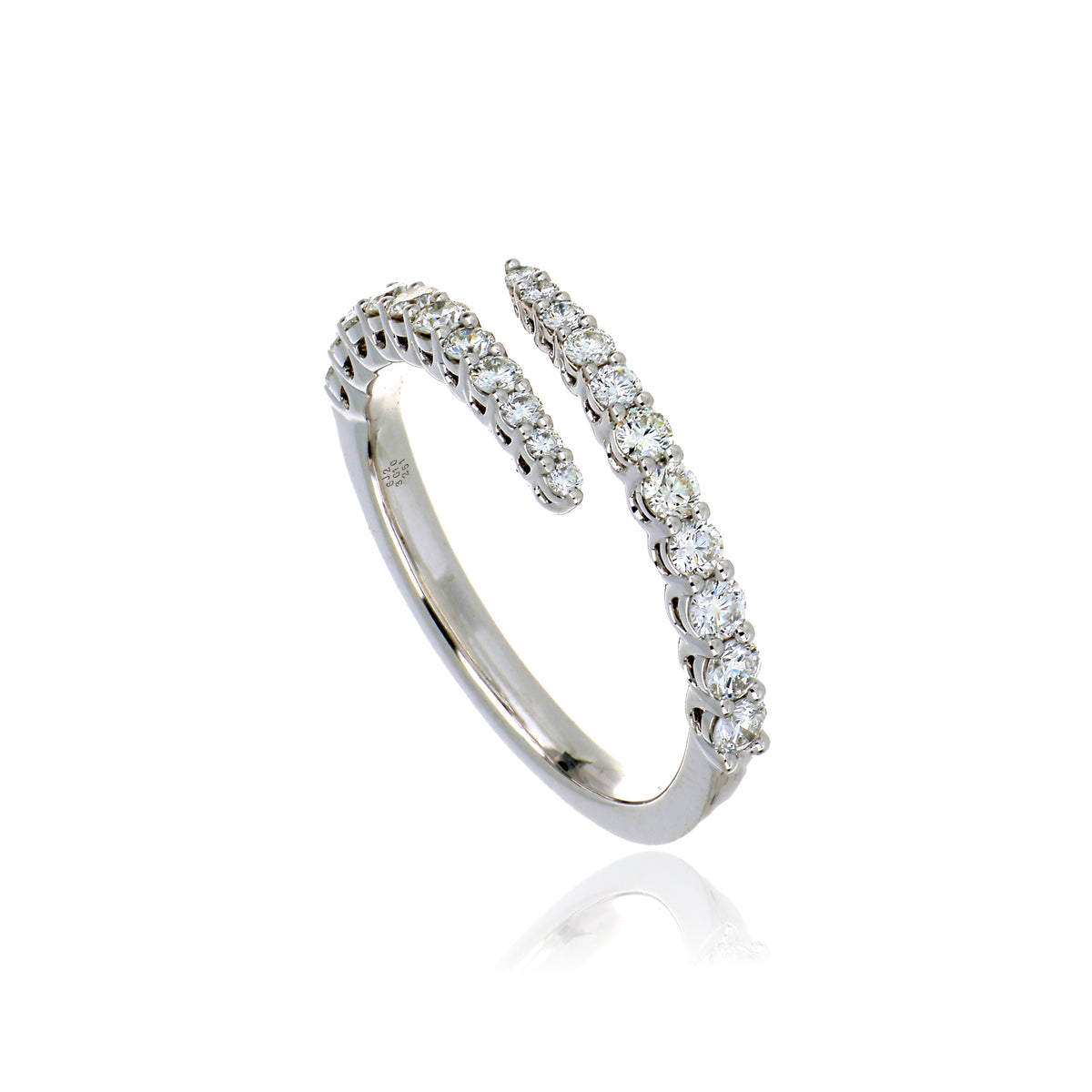 18k White or Yellow Gold Diamond Bypass Ring