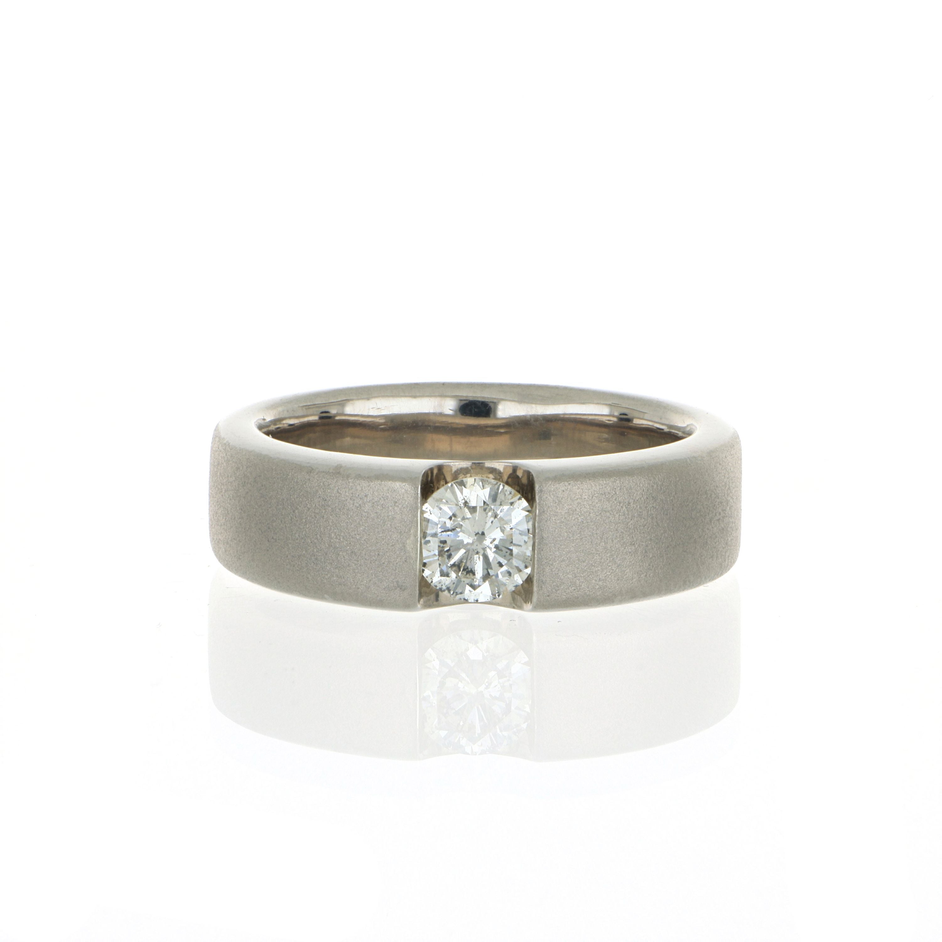 18k Grey Gold Solitaire Diamond Men's Ring