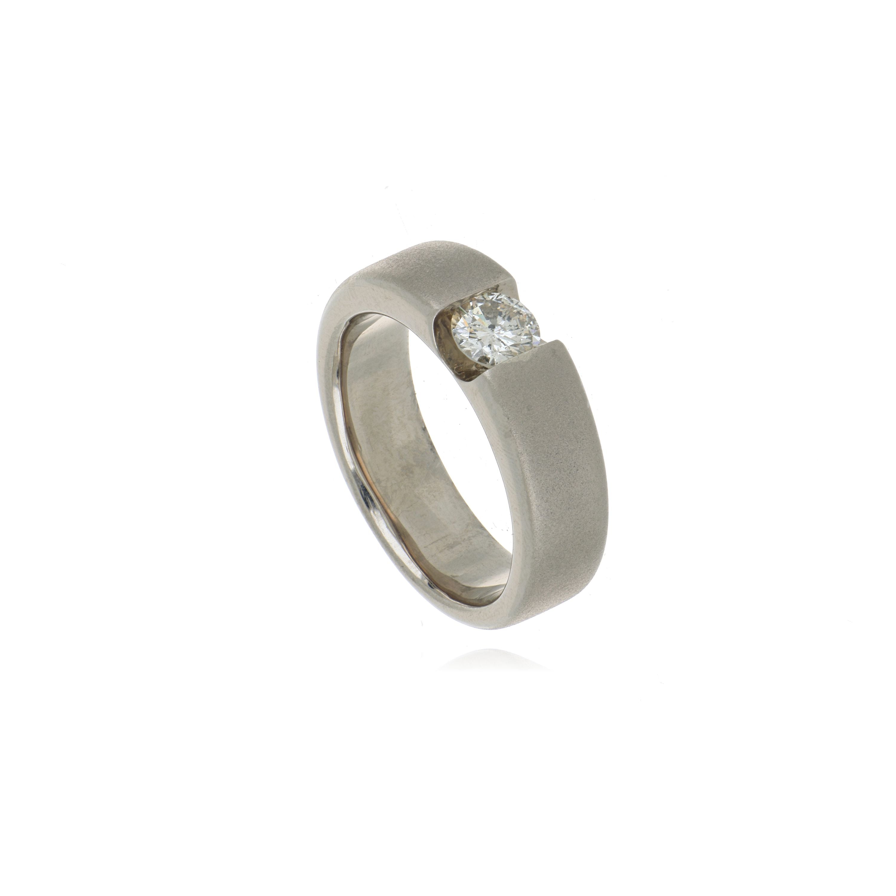 18k Grey Gold Solitaire Diamond Men's Ring