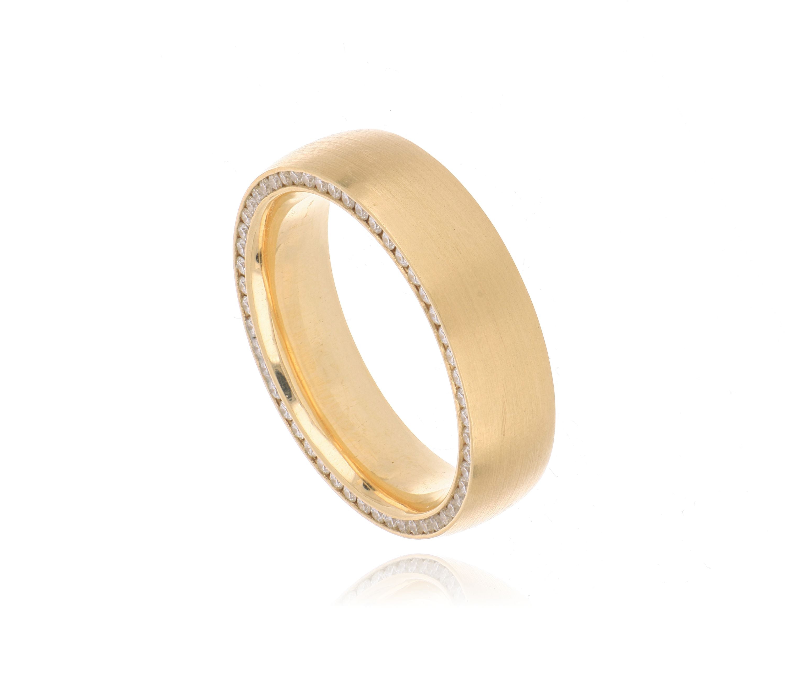 18k Yellow Gold Men's Diamond Wedding Band