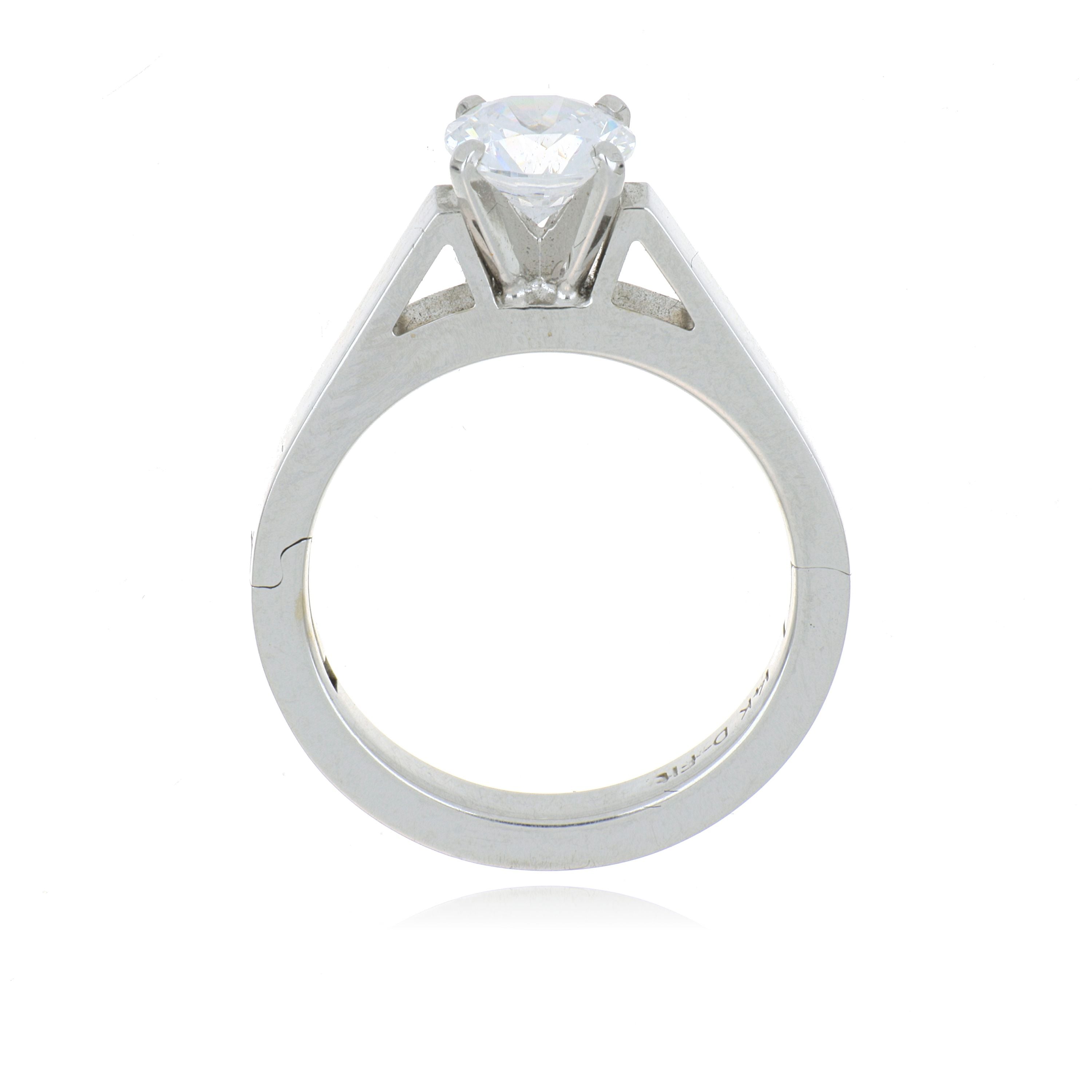 14k White Gold 4 Prong Solitaire Semi Mount Engagement Ring