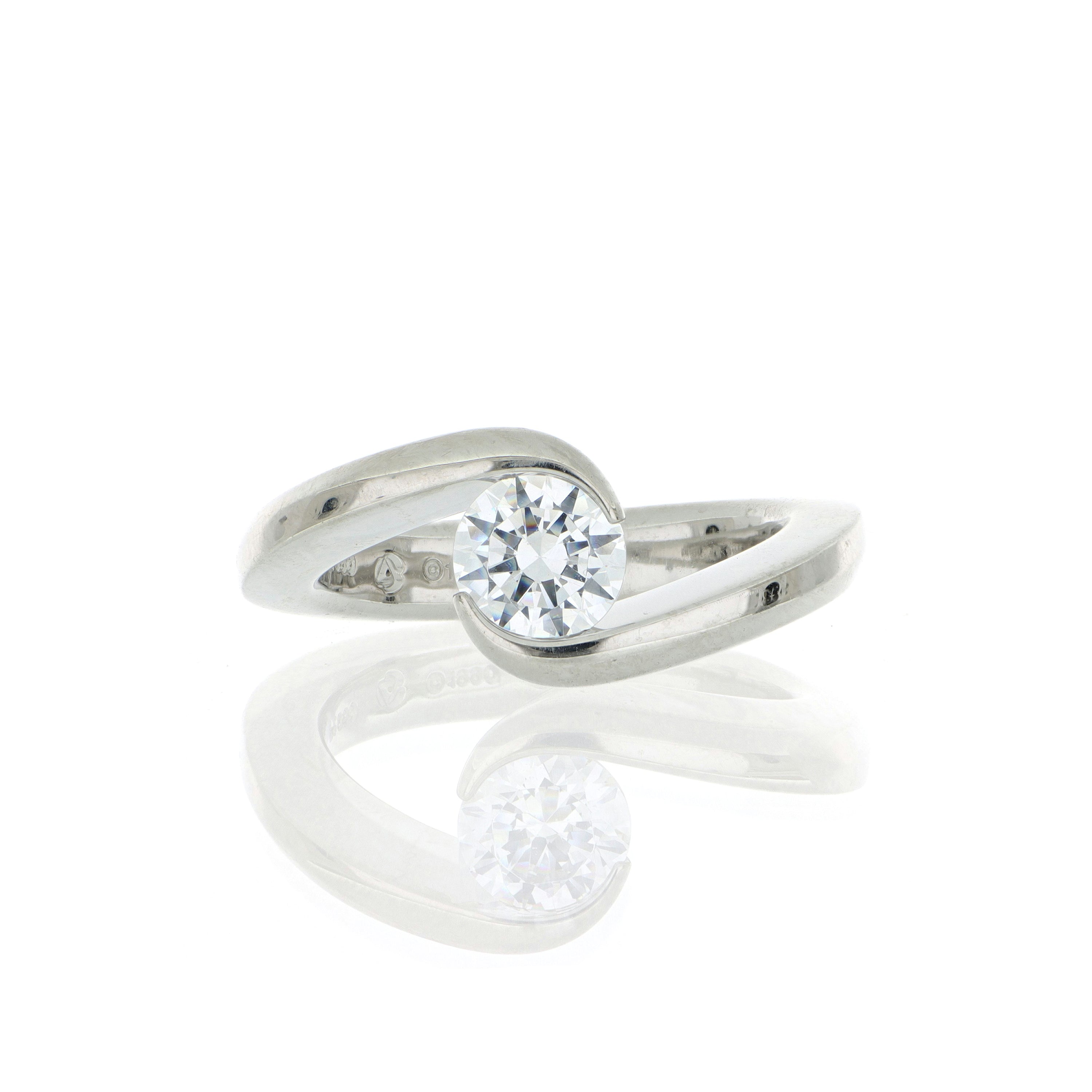 Platinum Solitaire Swirled Engagement Ring Semi-Mount