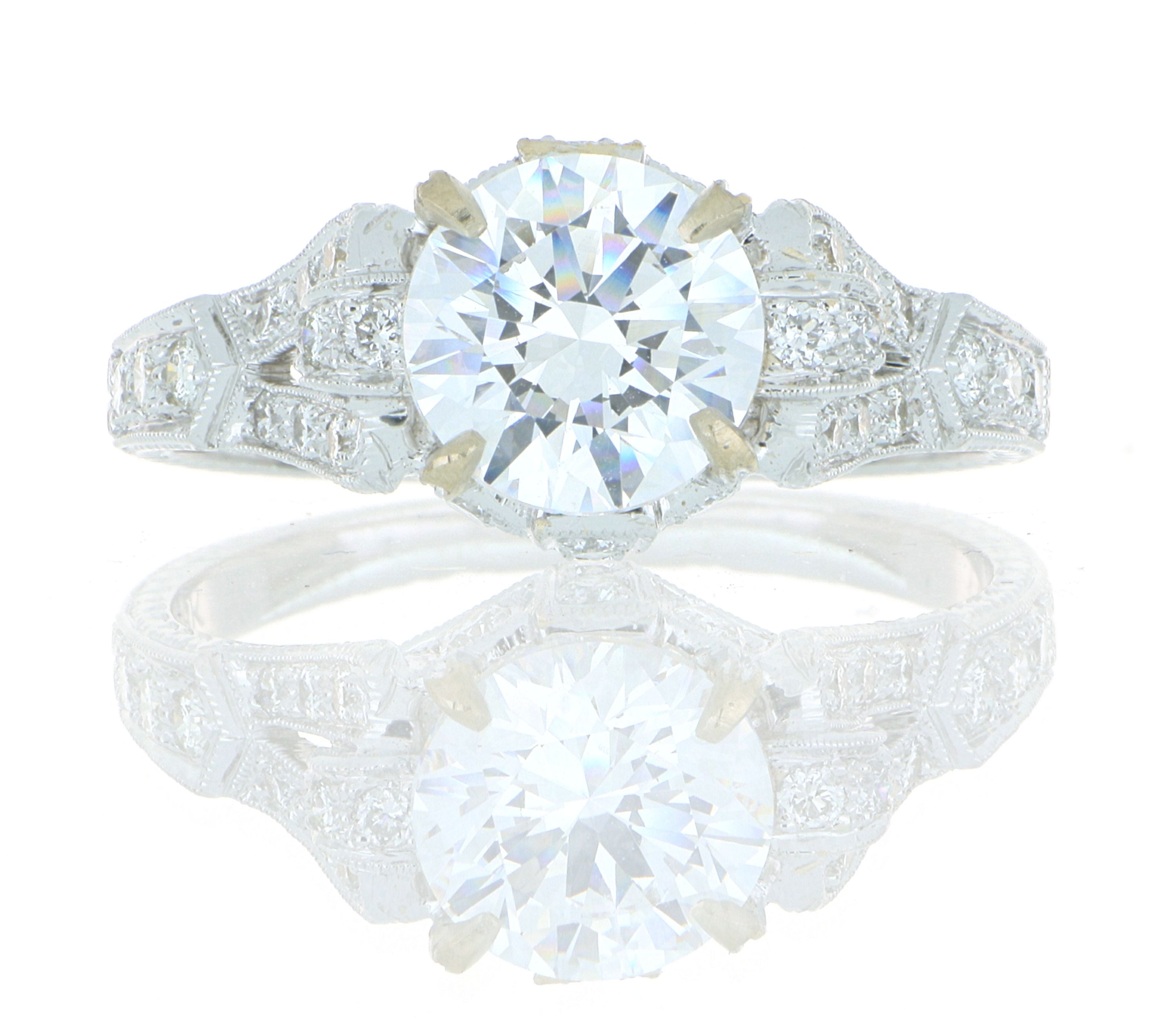 18k White Gold Diamond Accented Engagement Semi-Mount