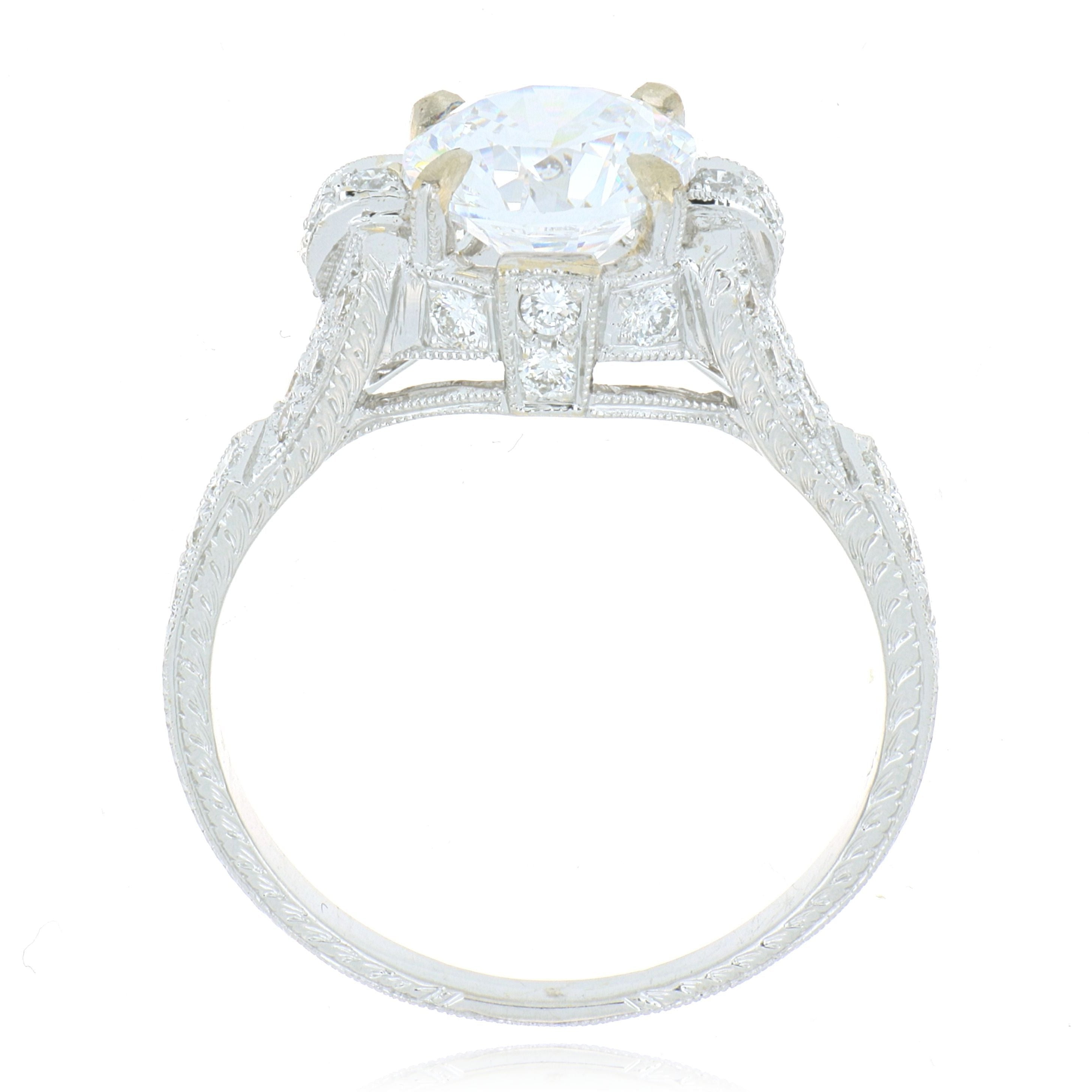 18k White Gold Diamond Accented Engagement Semi-Mount