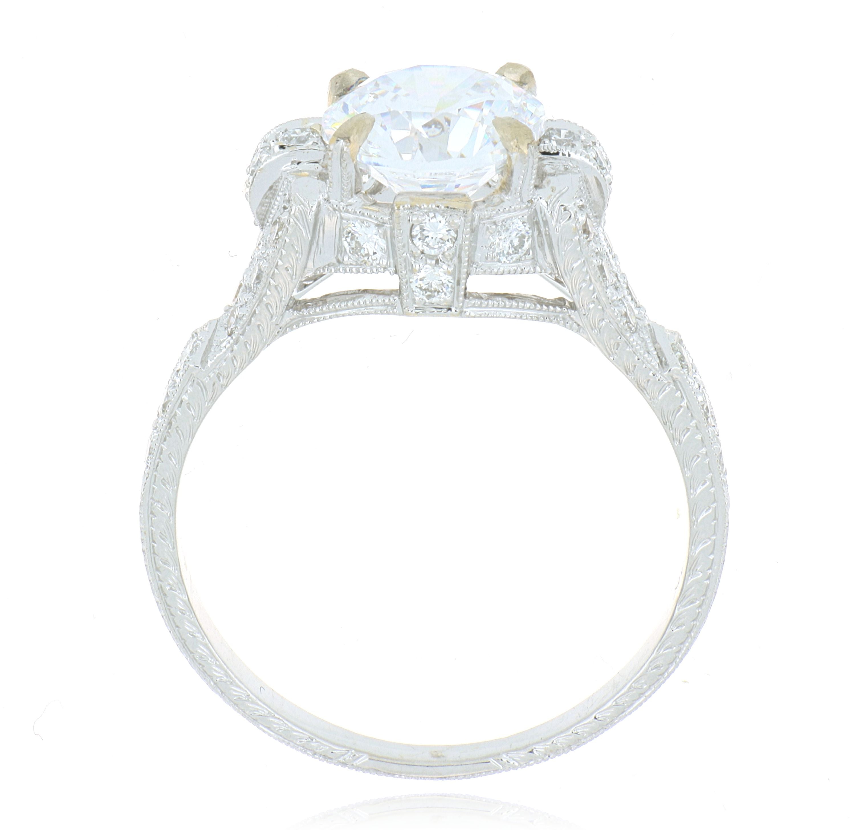 18k White Gold Diamond Accented Engagement Semi-Mount