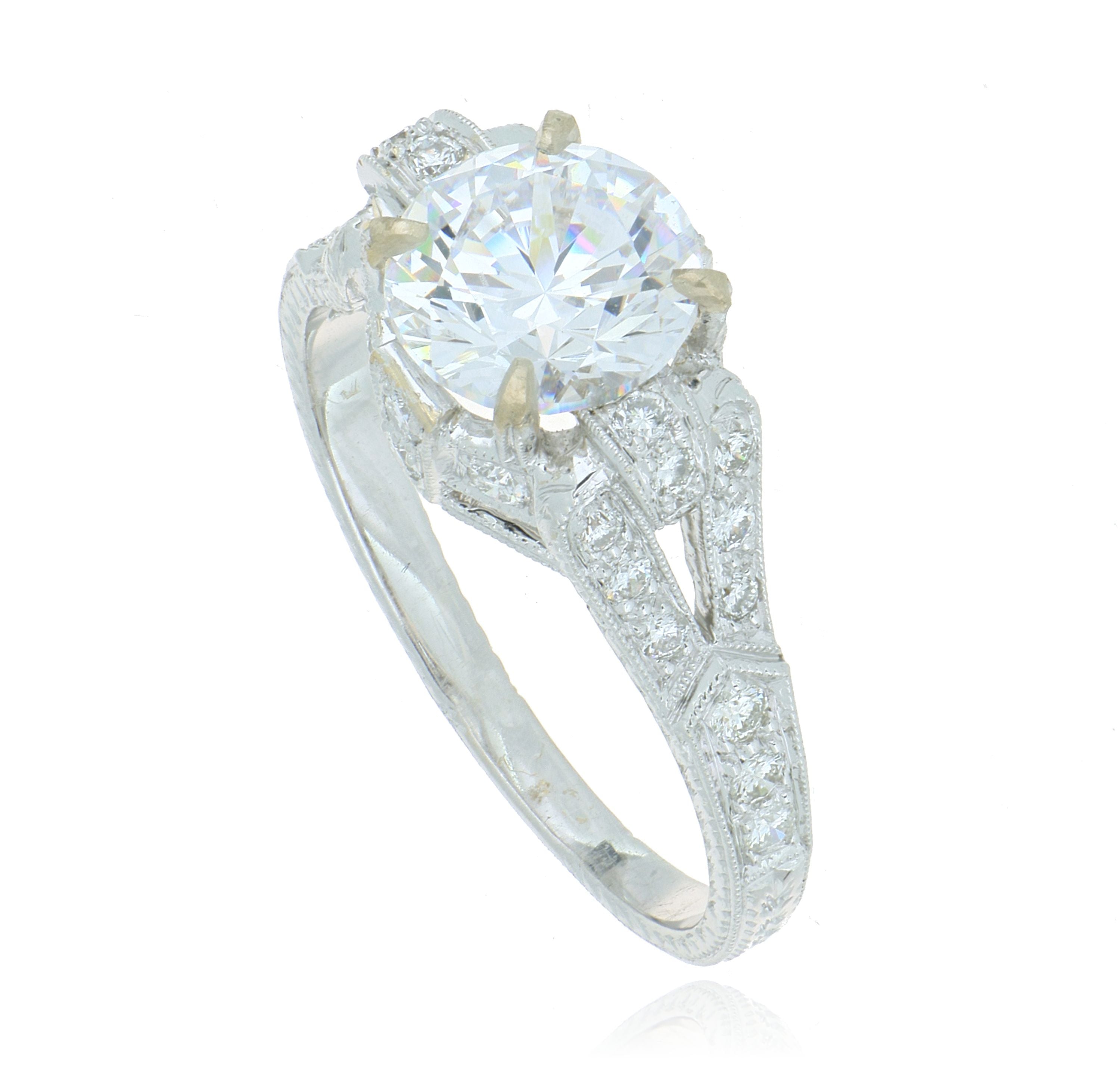 18k White Gold Diamond Accented Engagement Semi-Mount