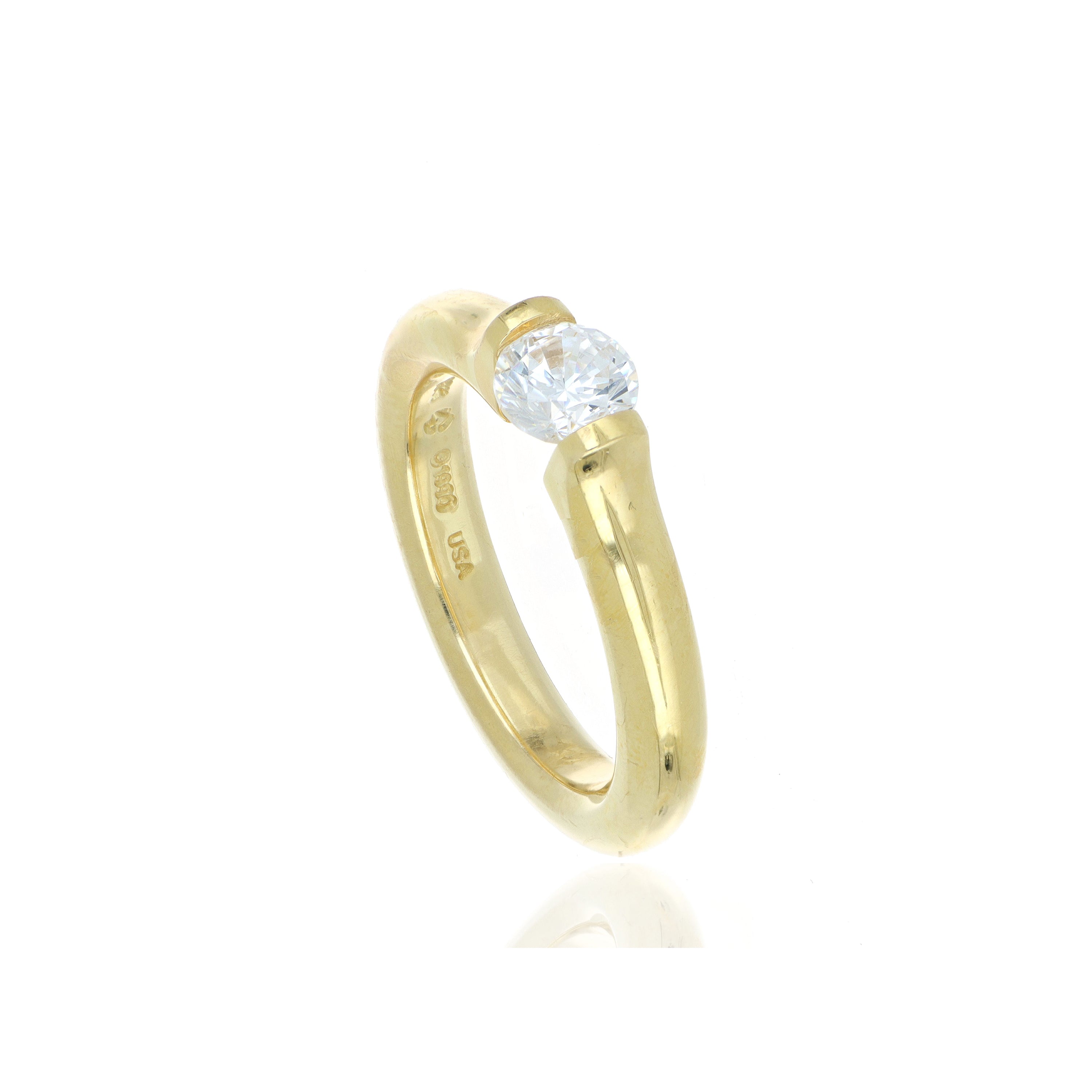 18k Yellow Gold Solitaire Engagement Ring Semi-Mount