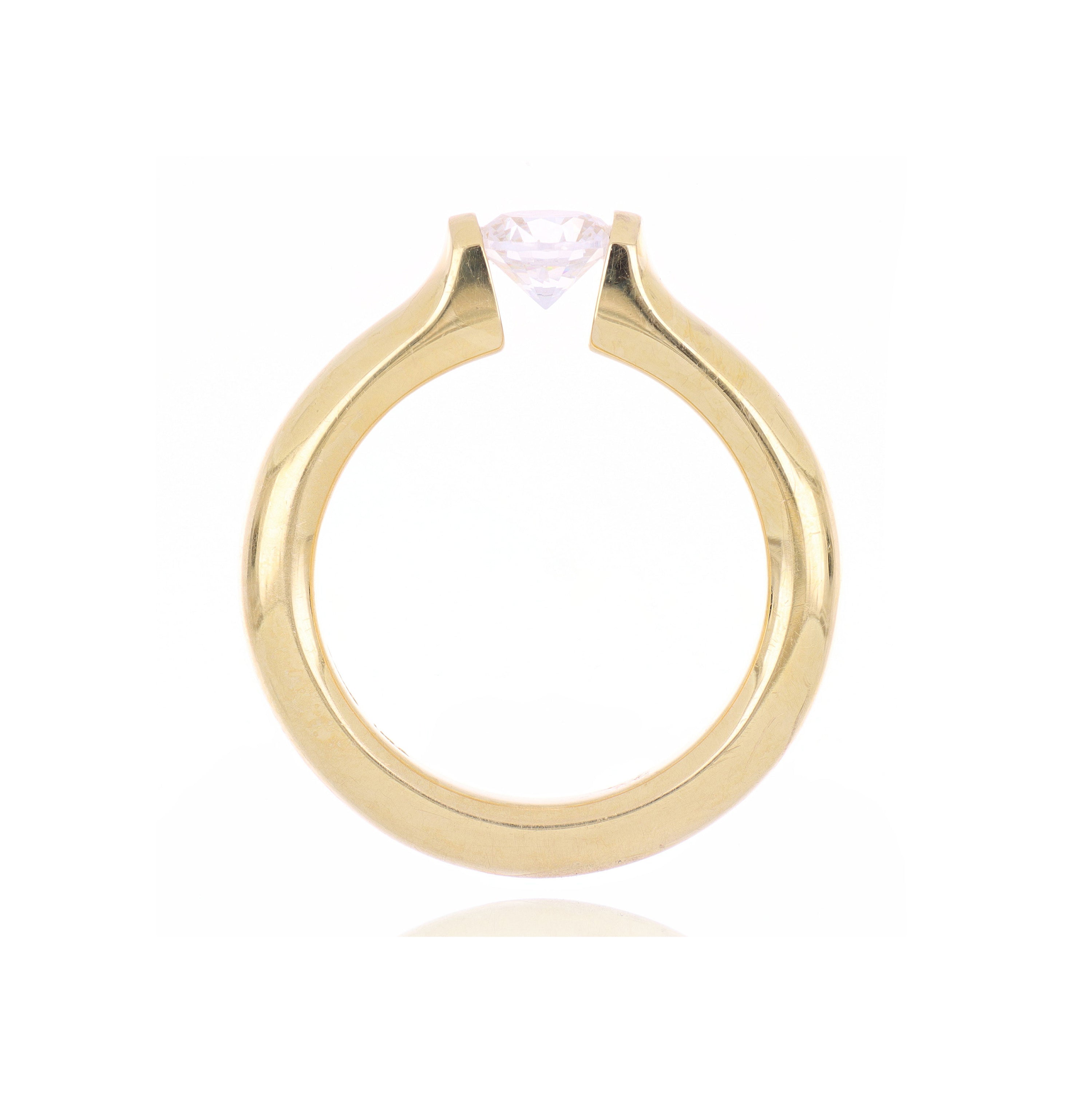 18k Yellow Gold Solitaire Engagement Ring Semi-Mount