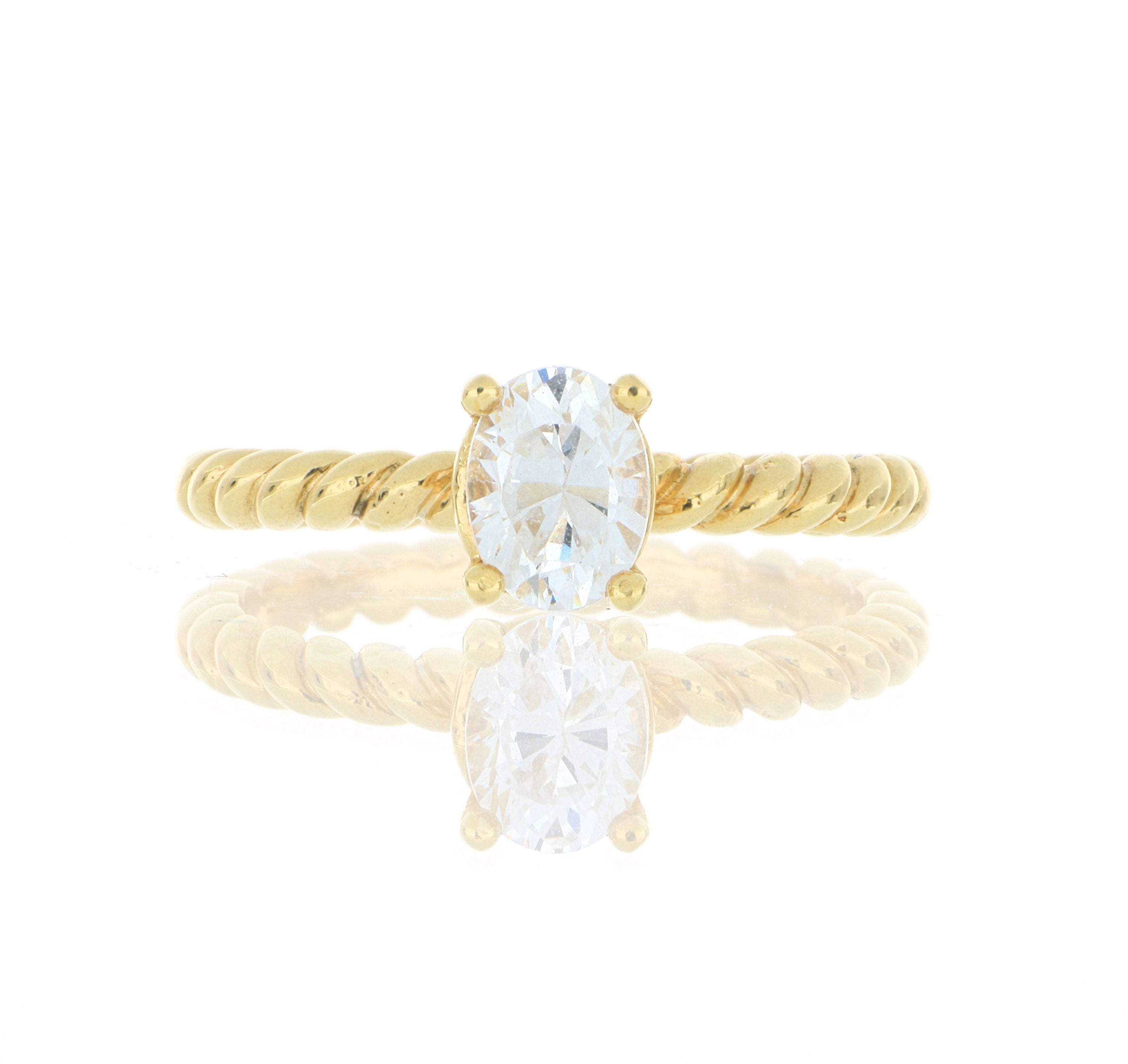 18k Yellow Gold Twisted Band Engagement Ring Semi Mount