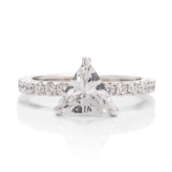 18k White Gold French Cut Diamond Accented Engagement Semi-Mount